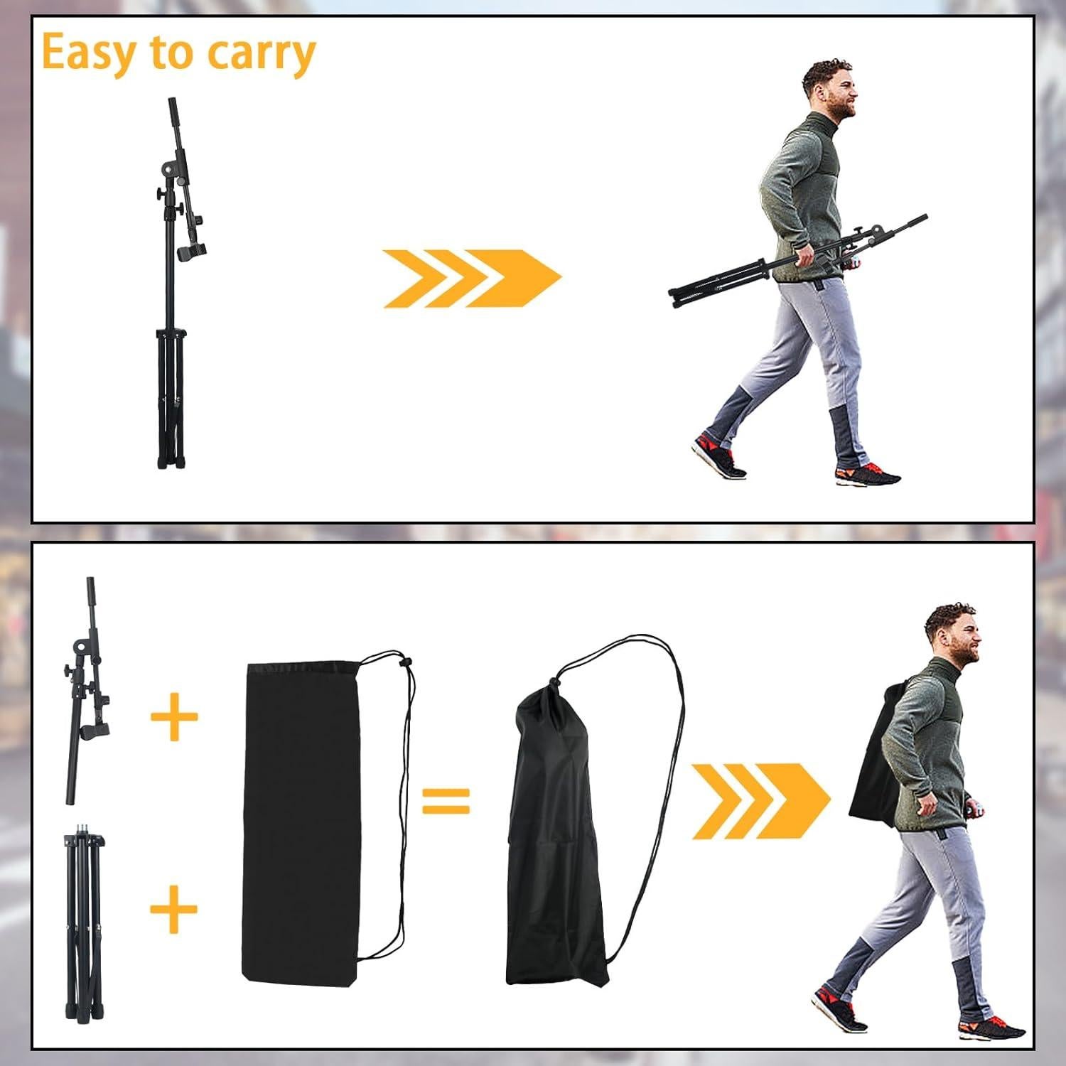 Soporte de Micrófono de Trípode Ajustable con Brazo Boom - Negro