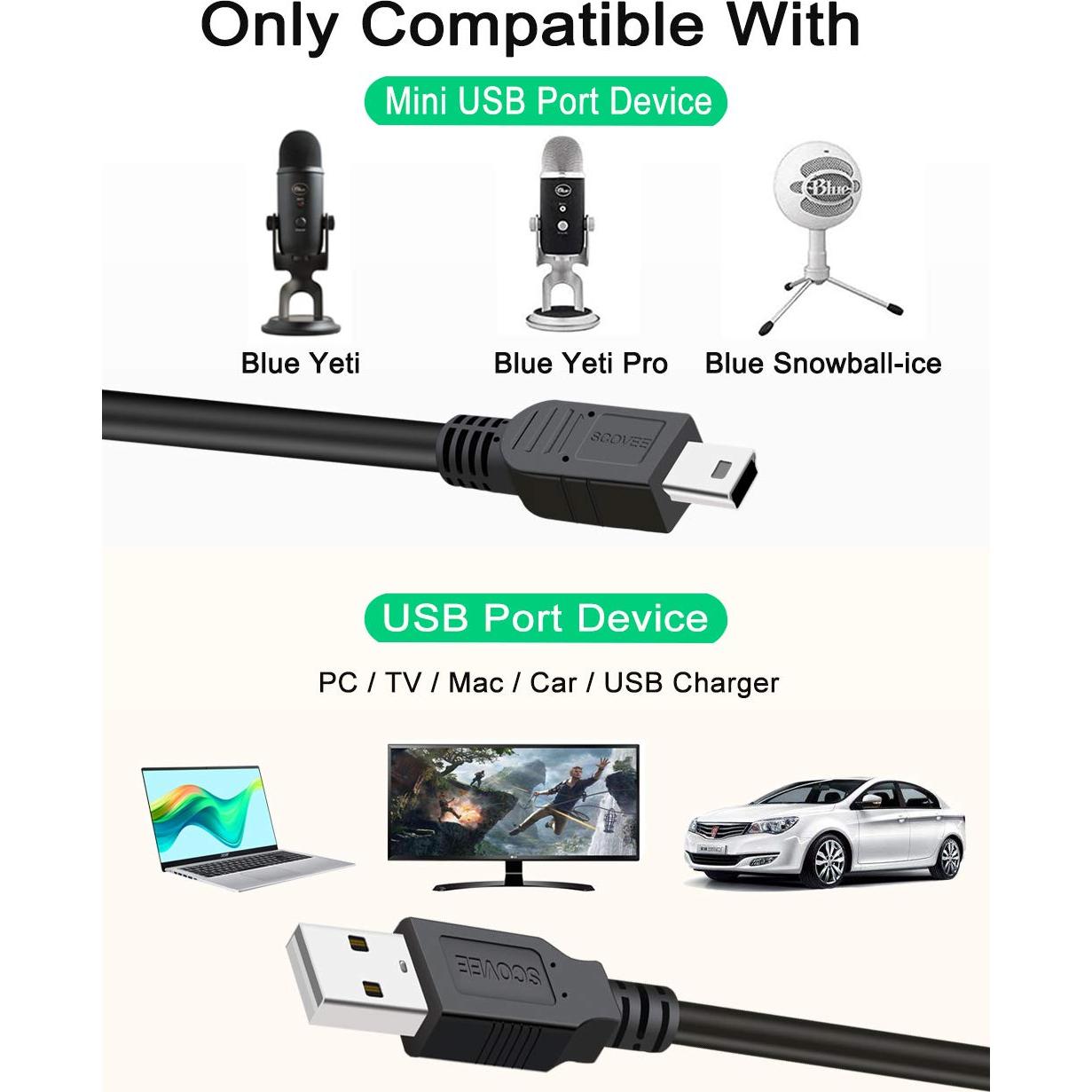 Cable USB de Reemplazo para Micrófonos Blue Yeti 6 pies