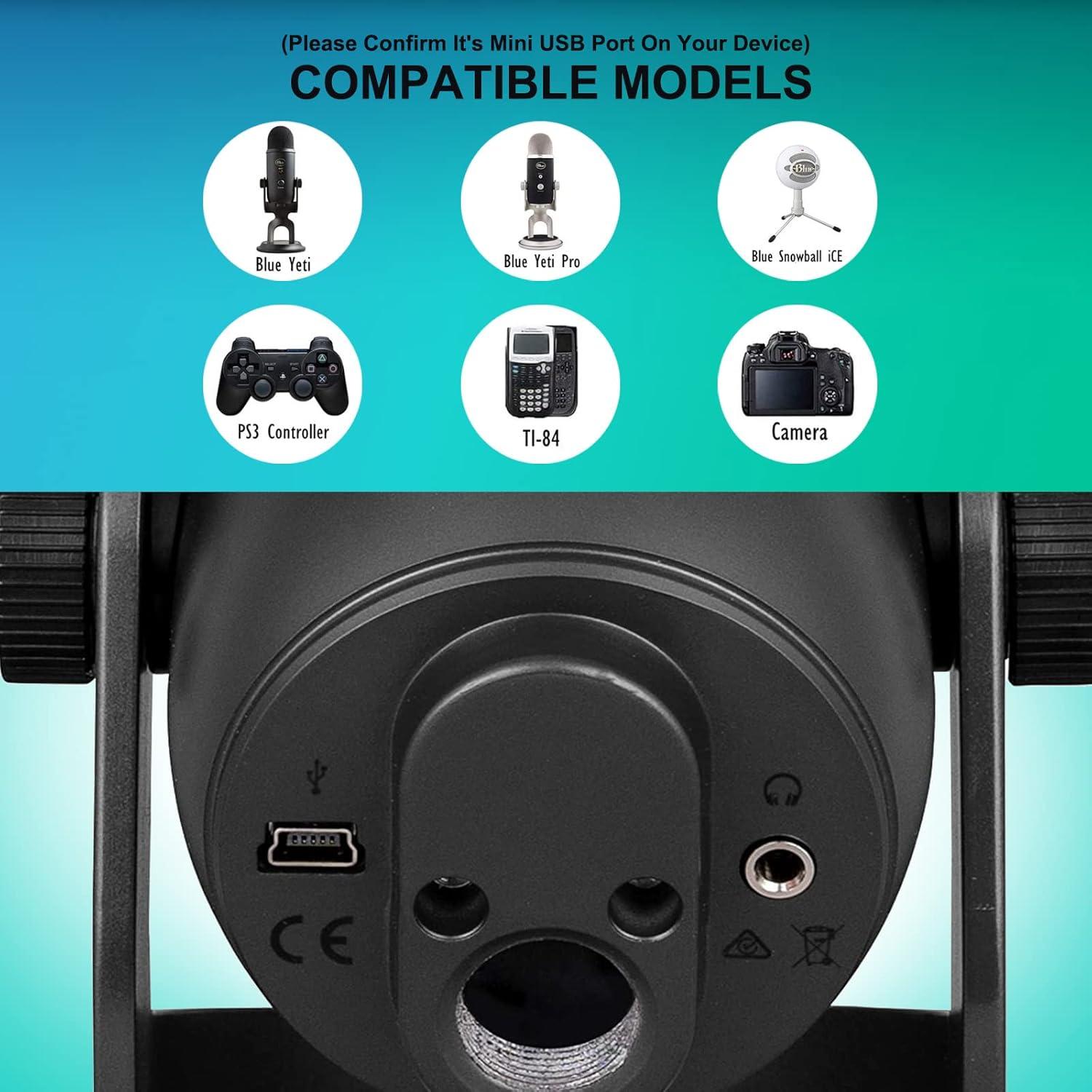 Paquete de 2 Cables USB de 2 metros para Micrófonos Blue Yeti