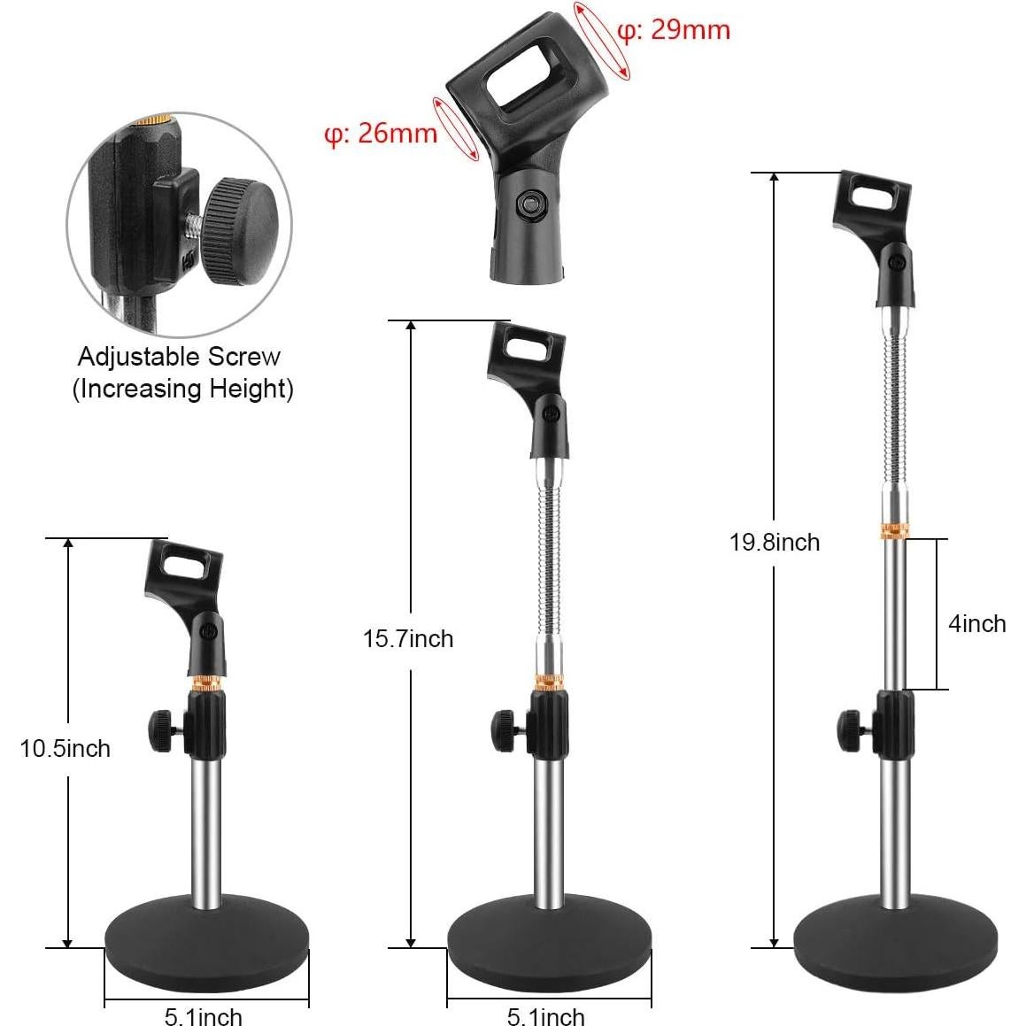 Soporte de Micrófono Eison Ajustable Metal 40-50.5 cm Negro