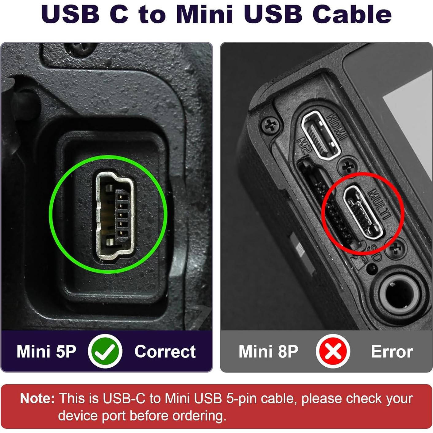 Cable USB C a Mini USB 1m Sqrmekoko para Micrófonos Blue Yeti