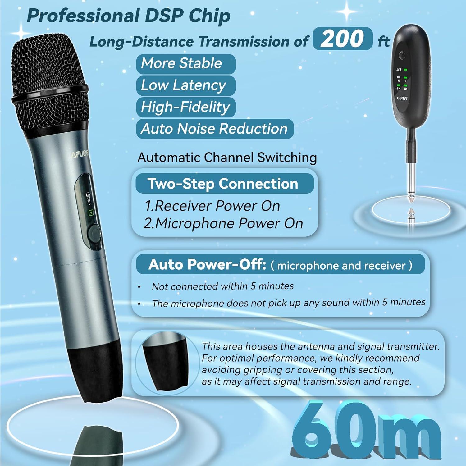 Juego de Micrófonos Inalámbricos AFUOO W60 Pro 2.4GHz 60m