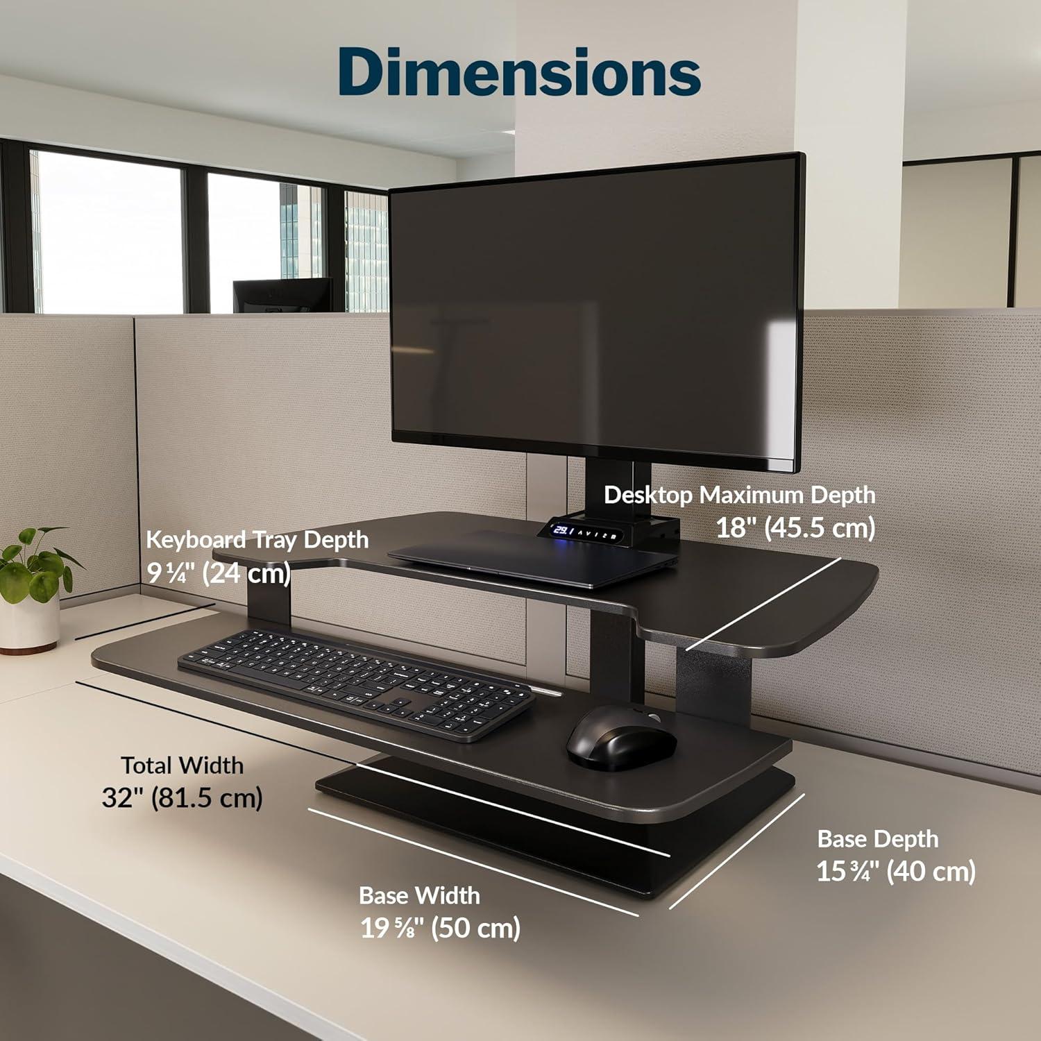 Elevador de Escritorio Eléctrico VARI Premier 81.3 cm Negro