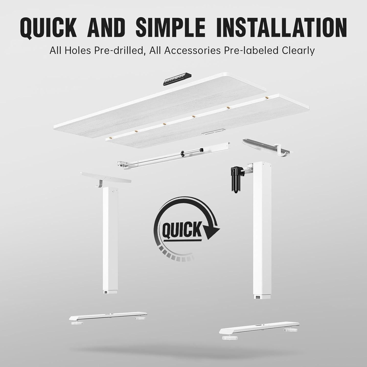 Escritorio de pie eléctrico Veken 140x60 cm blanco 4 alturas