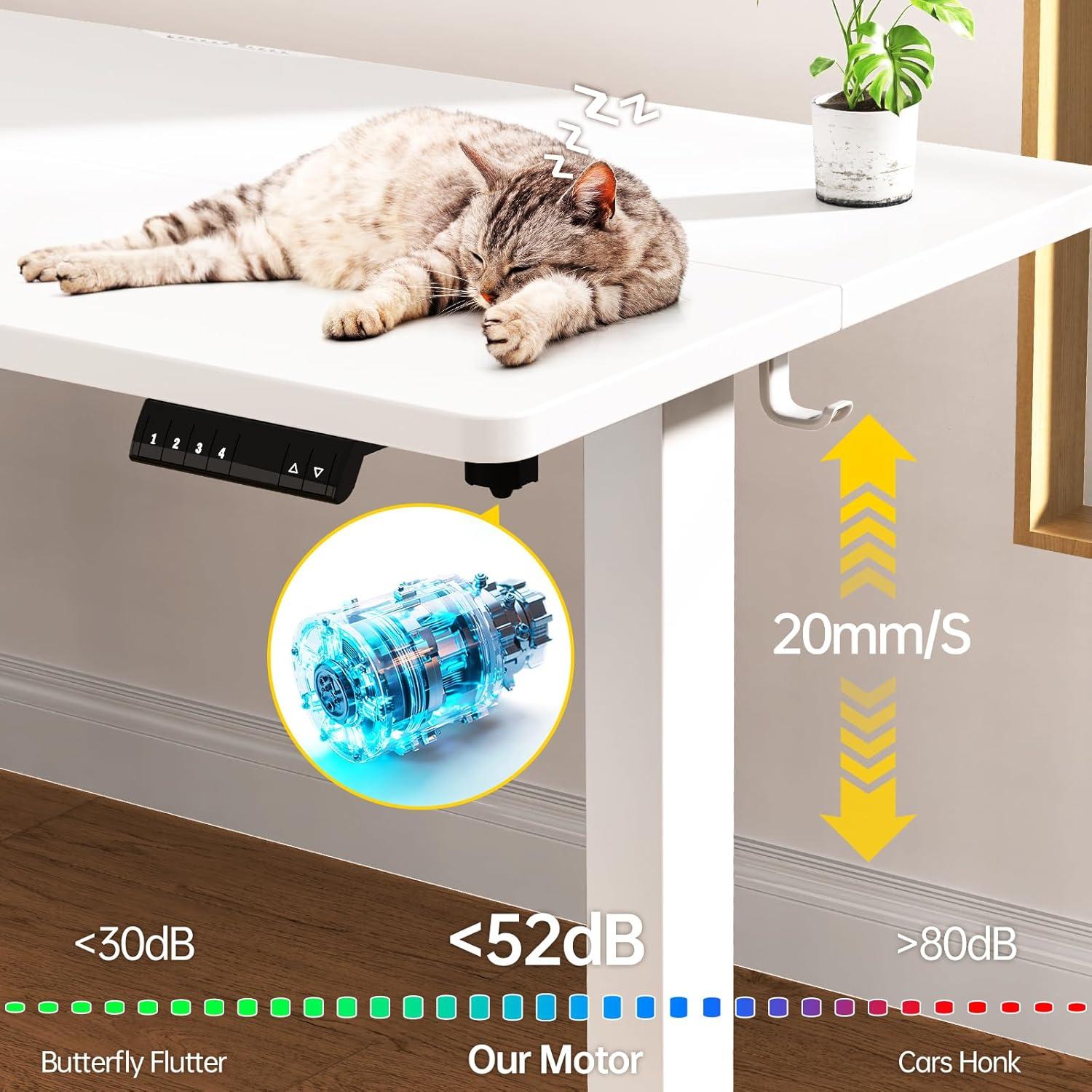 Escritorio de pie eléctrico Veken 140x60 cm blanco 4 alturas