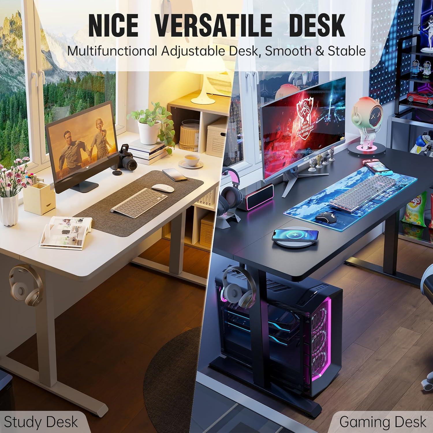 Escritorio de pie eléctrico Veken 140x60 cm blanco 4 alturas