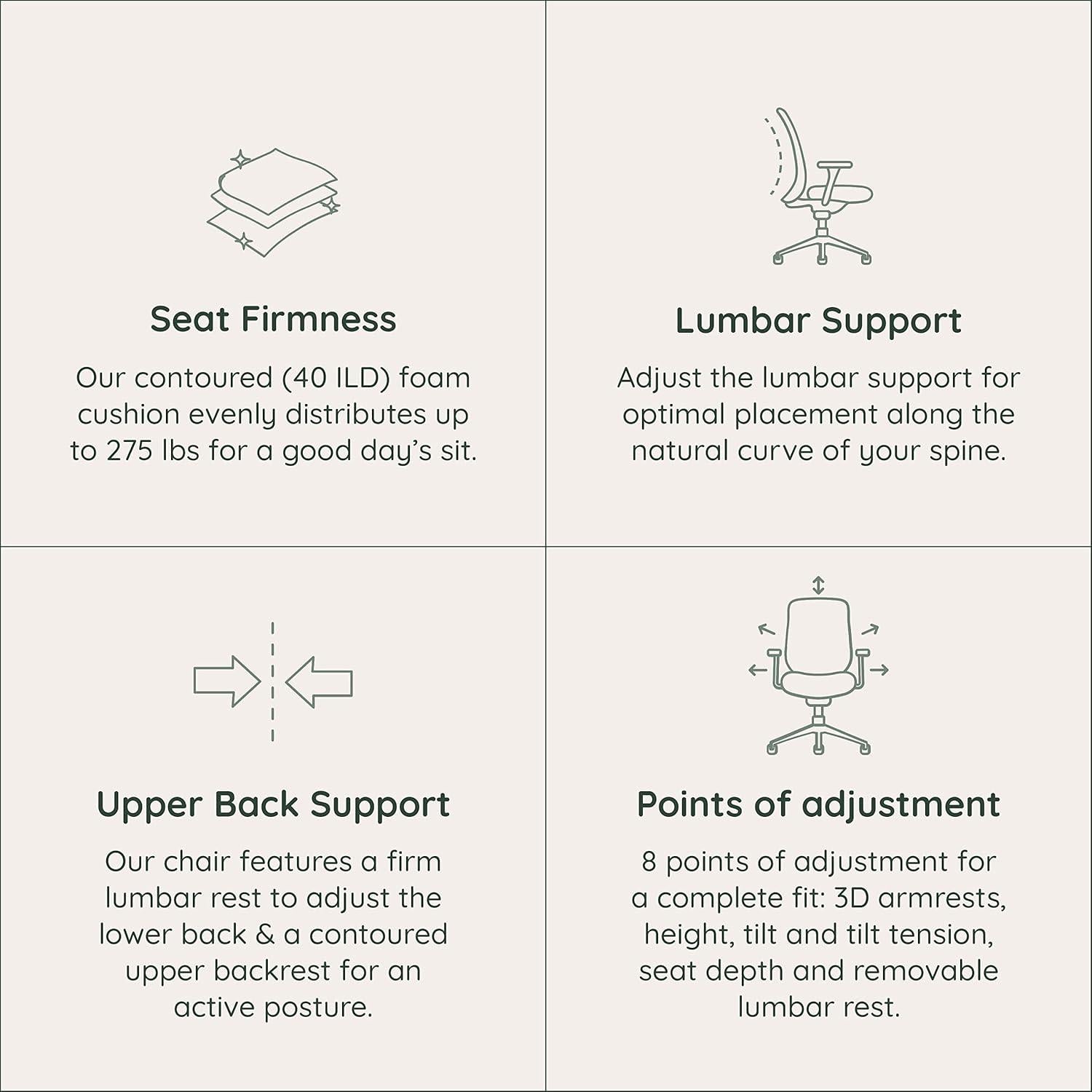 Silla Ergonómica Branch Grafito - Ajustable, Soporte Lumbar y Malla