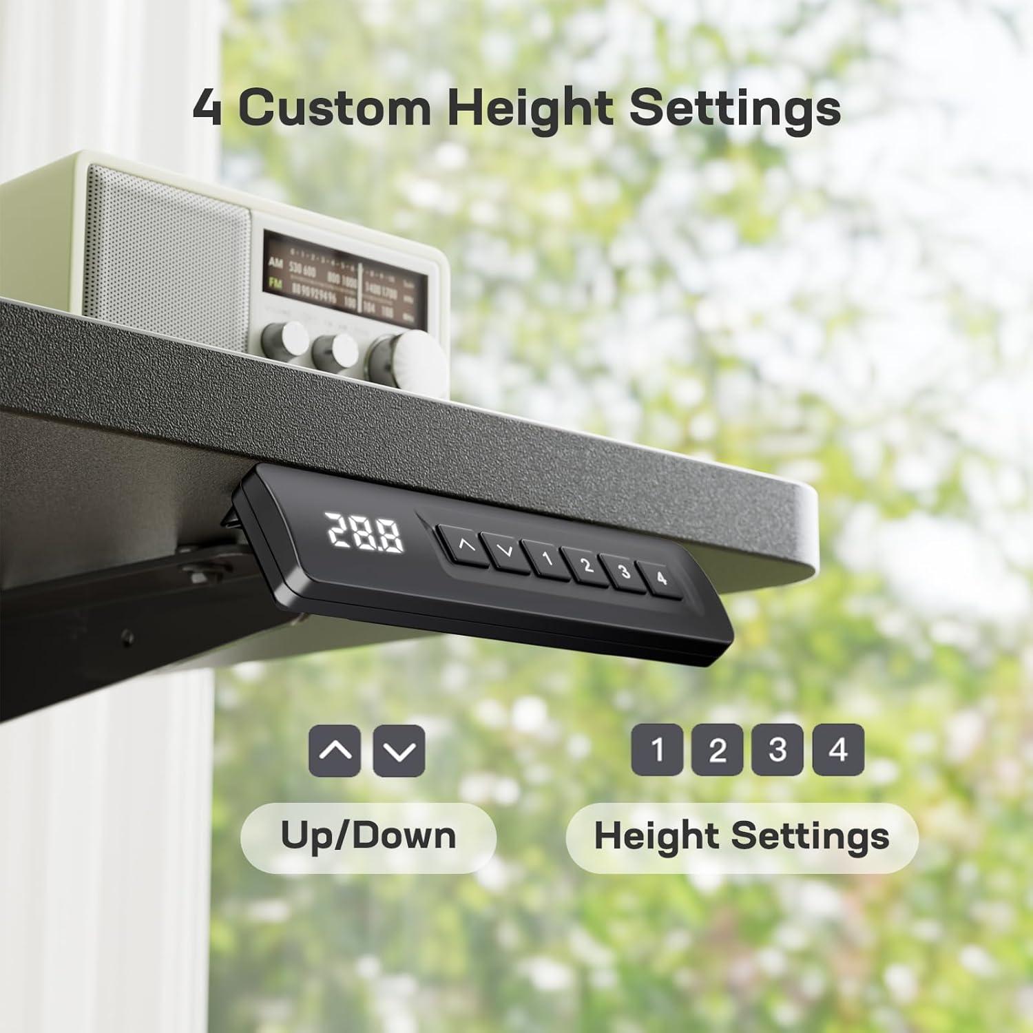 Escritorio de pie eléctrico Marsail TZESD7B-N1-US 48x24 cm