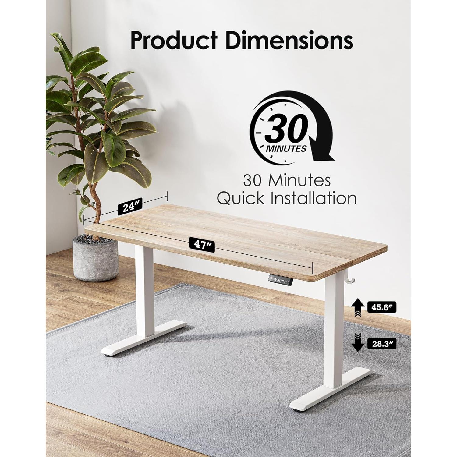 Escritorio de pie eléctrico ajustable TIQLAB 119x61 cm Arce