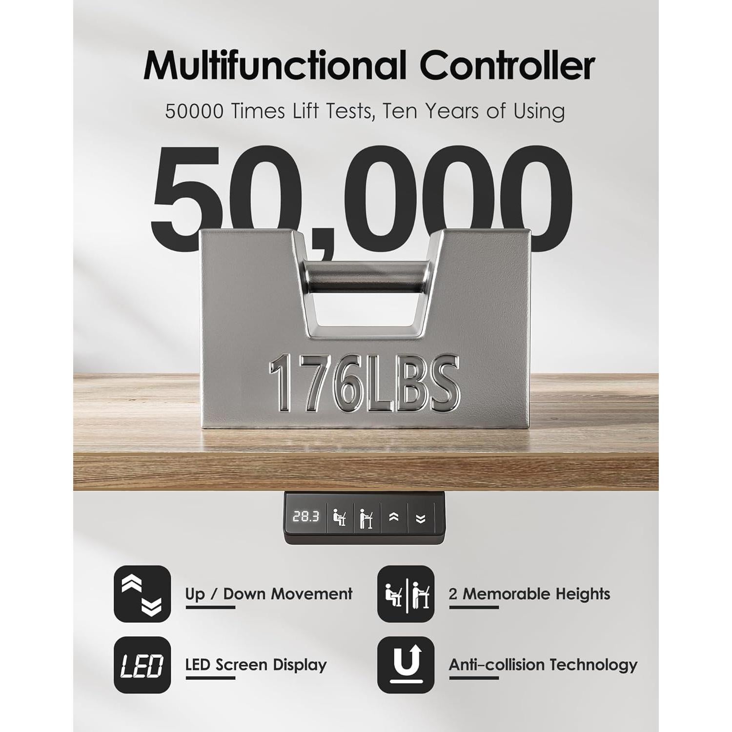 Escritorio de pie eléctrico ajustable TIQLAB 119x61 cm Arce