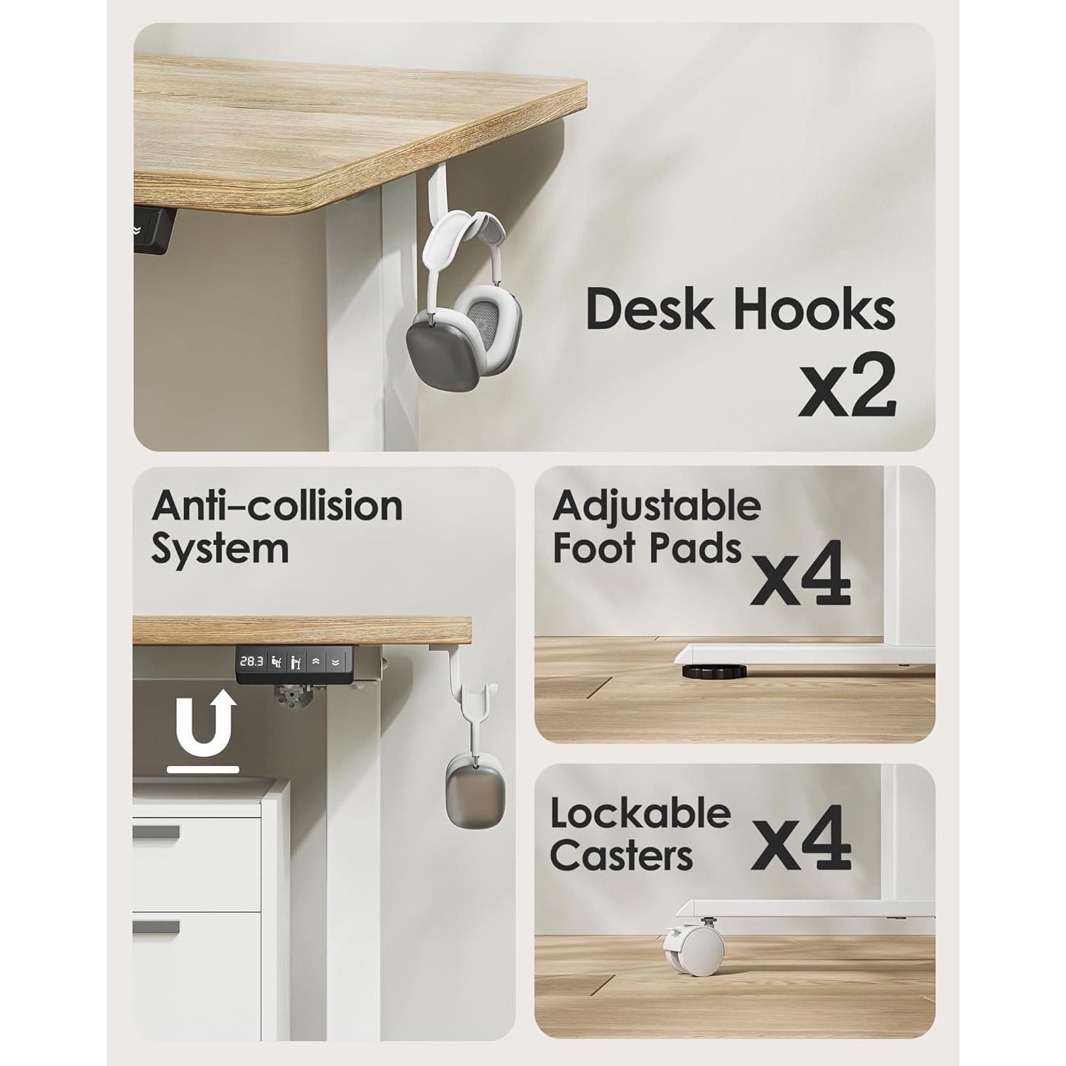 Escritorio de pie eléctrico ajustable TIQLAB 119x61 cm Arce