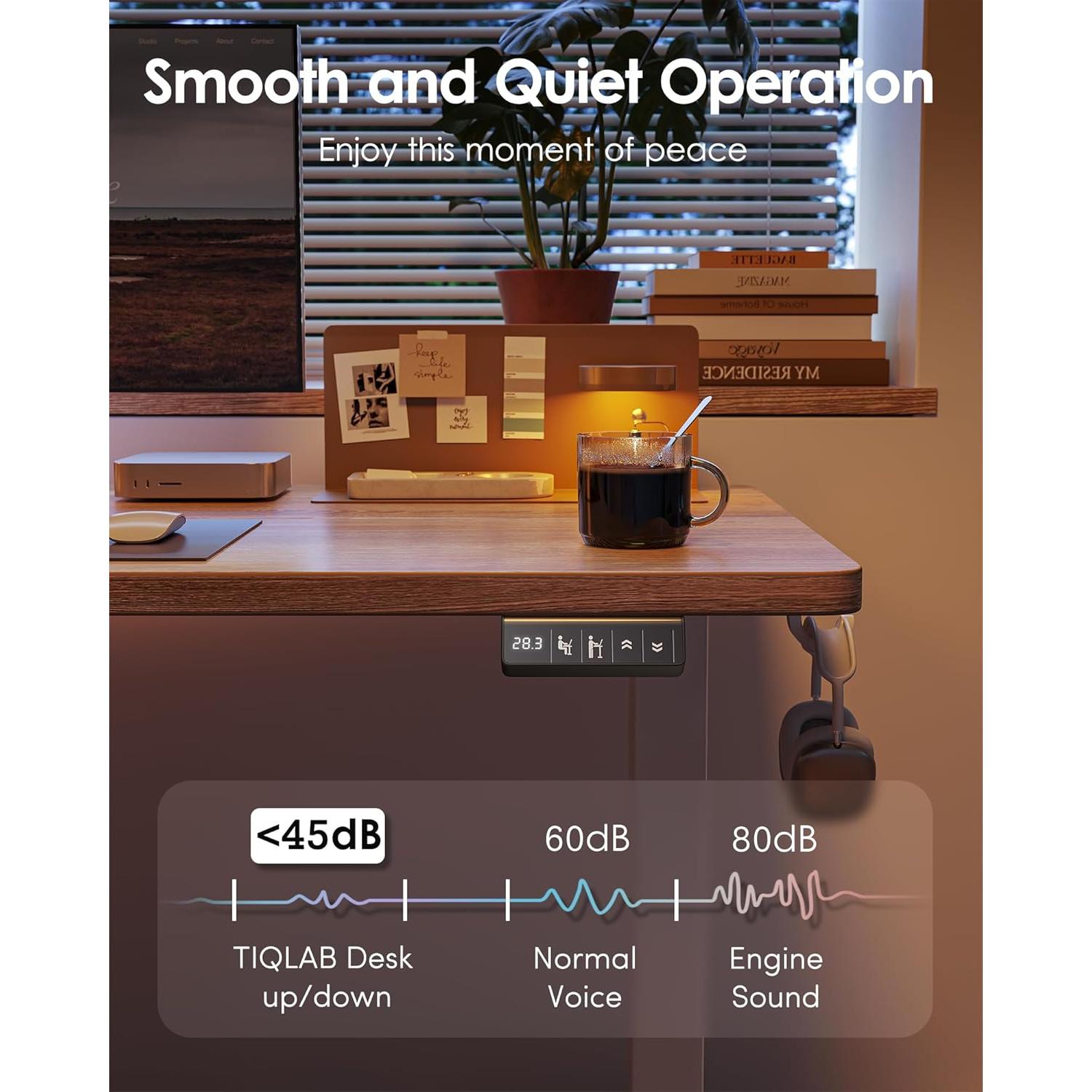 Escritorio de pie eléctrico ajustable TIQLAB 119x61 cm Arce