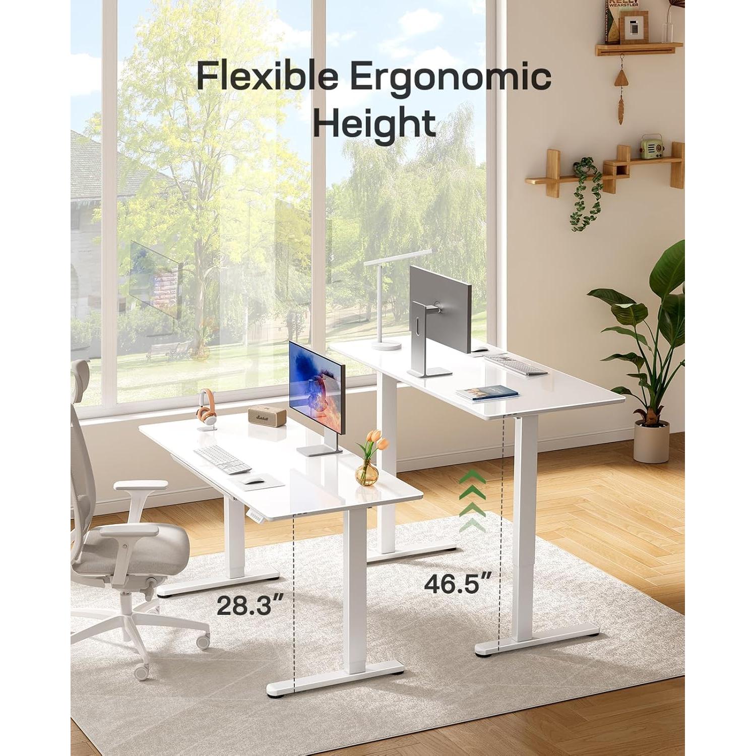 Escritorio Ajustable Marsail de Vidrio Templado 94x56 cm Blanco