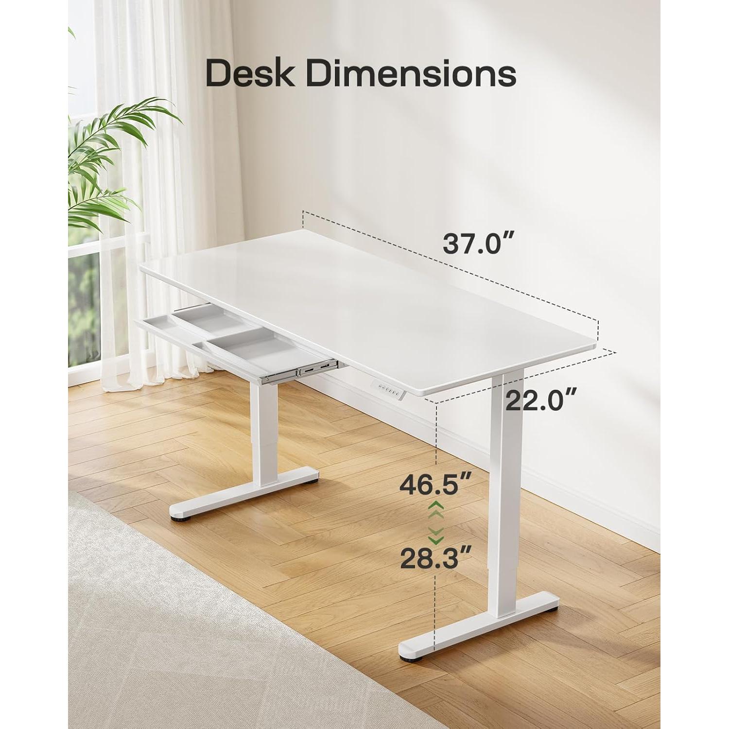 Escritorio Ajustable Marsail de Vidrio Templado 94x56 cm Blanco