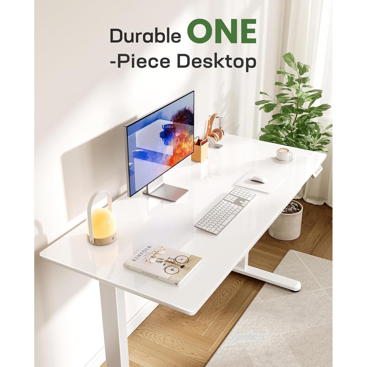 Escritorio Ajustable Marsail de Vidrio Templado 94x56 cm Blanco