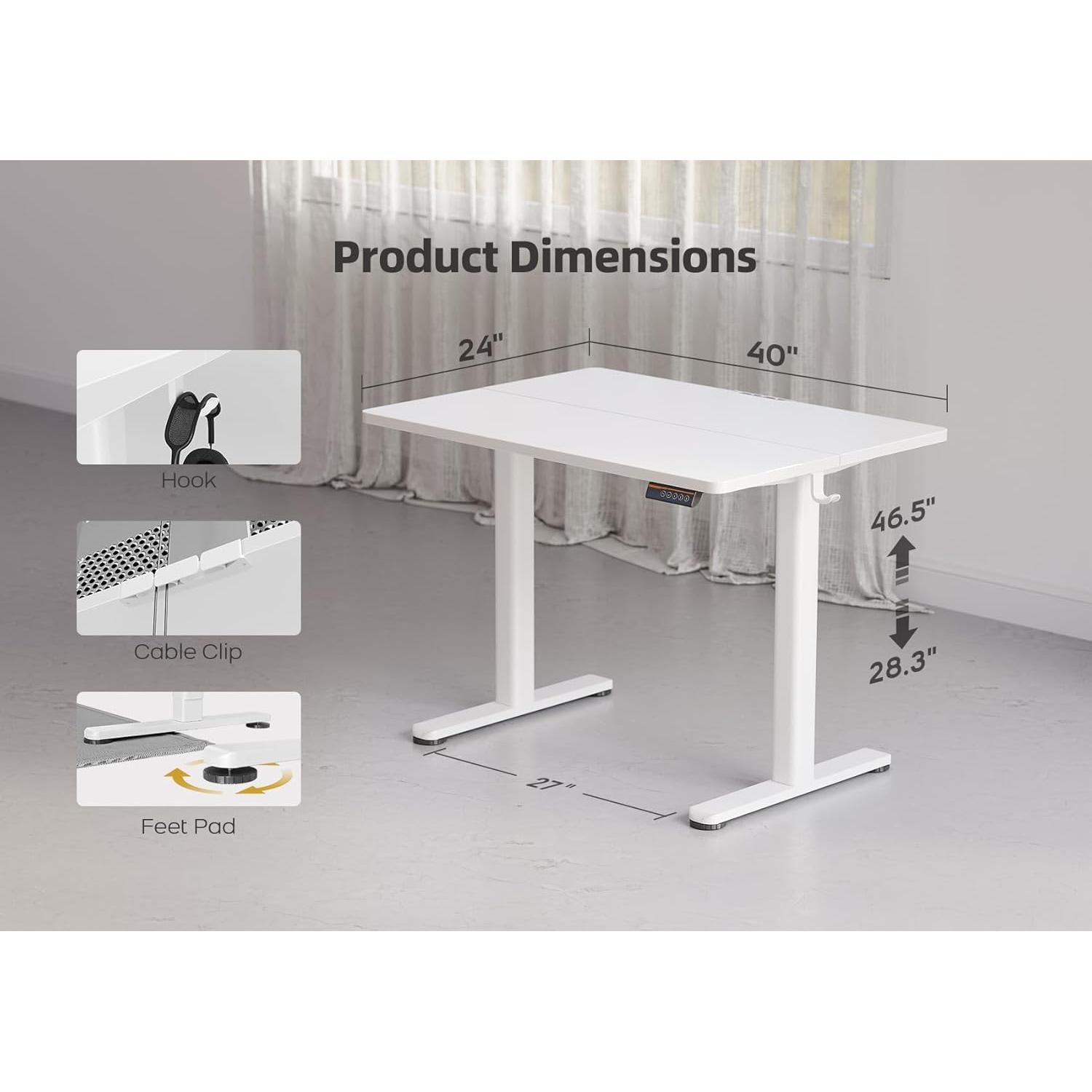 Escritorio de pie eléctrico YDN P3.01.001 ajustable 101.6x60.96cm