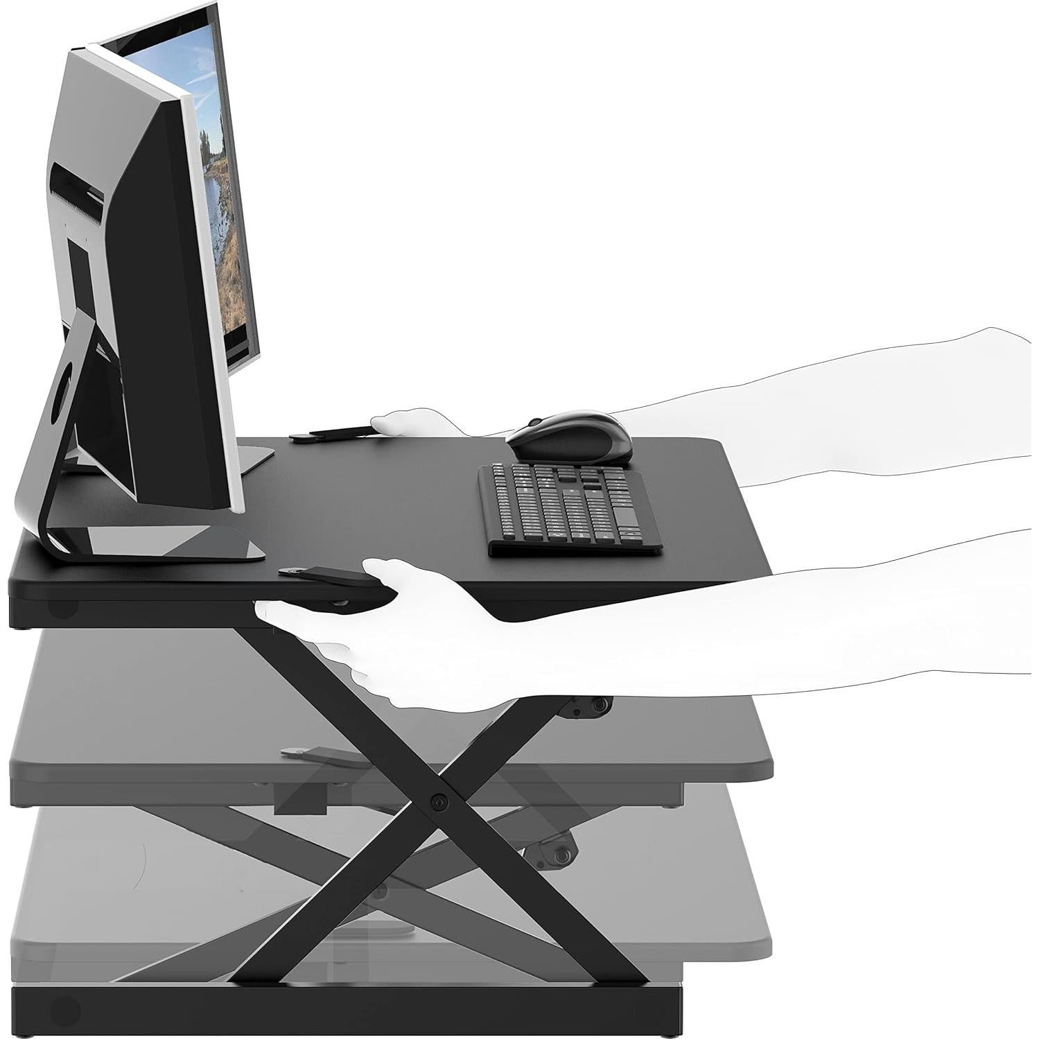 Escritorio Elevador Ajustable SHW 81 cm Negro Ergonomico