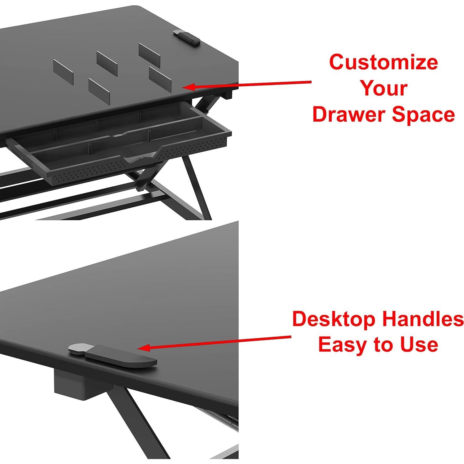 Escritorio Elevador Ajustable SHW 81 cm Negro Ergonomico
