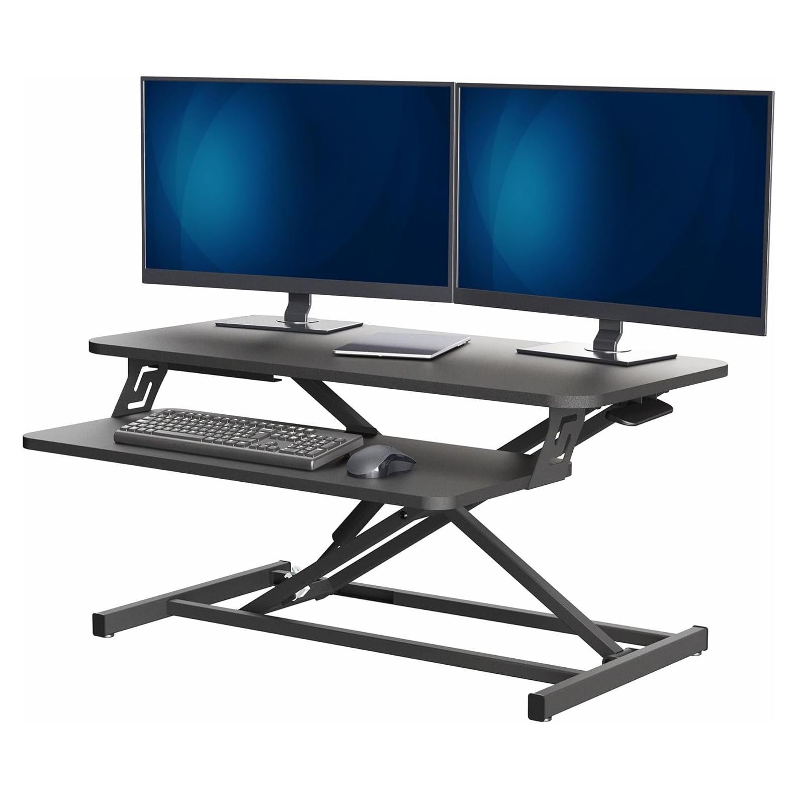 Escritorio Ajustable VIVO 80 cm Negro Elevador Doble Monitor