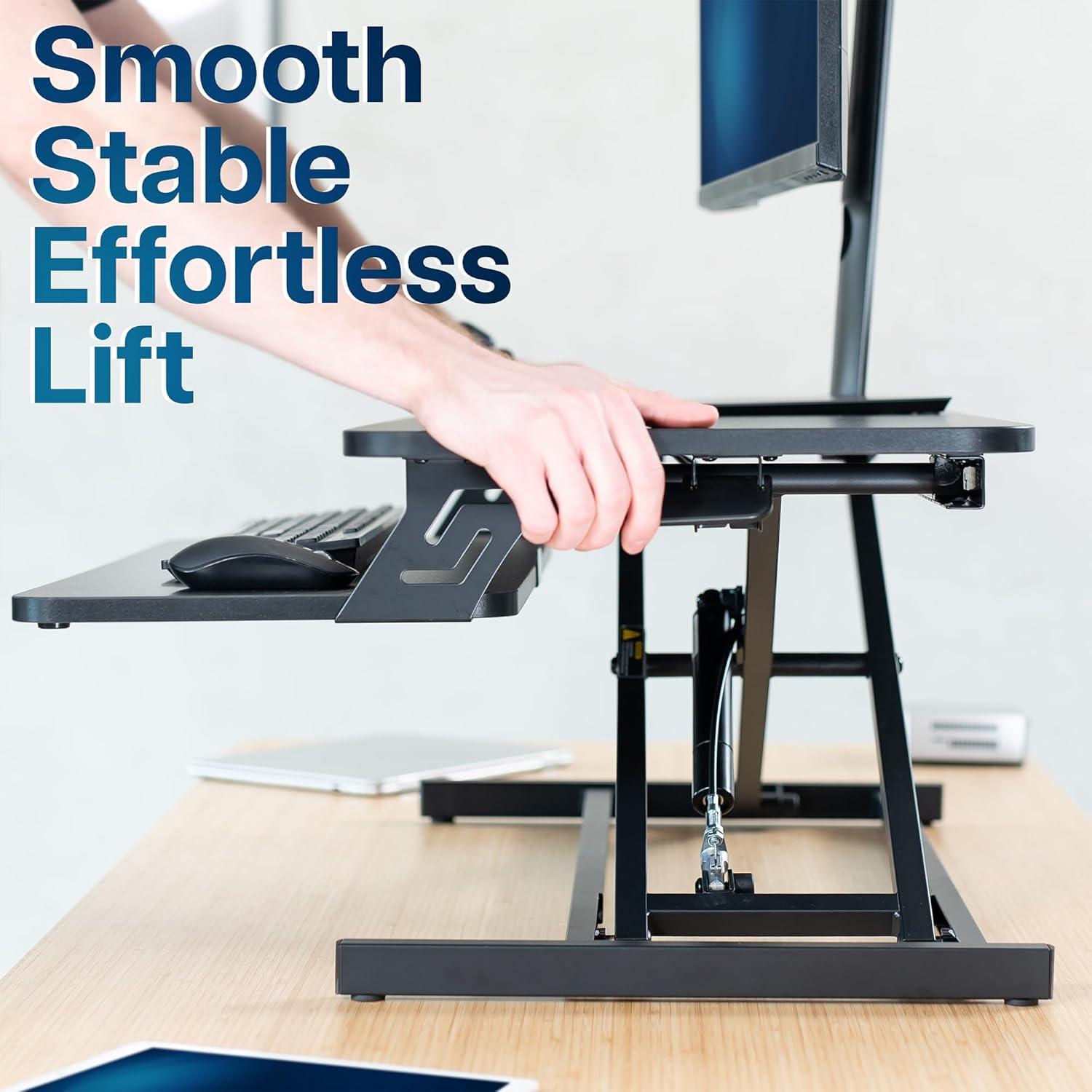 Escritorio Ajustable VIVO 80 cm Negro Elevador Doble Monitor