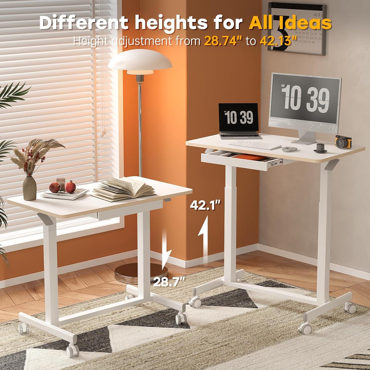 Escritorio de Pie Móvil JOY worker JW-FC102 Blanco 35" Ajustable