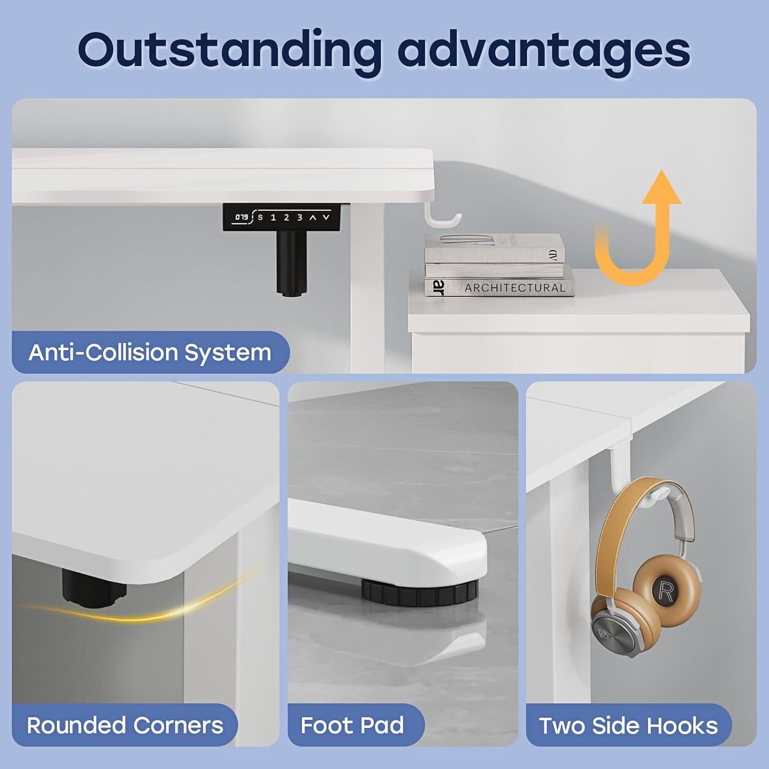 Escritorio de Pie Eléctrico JYLH JOYSEEKER 35" Blanco Ajustable