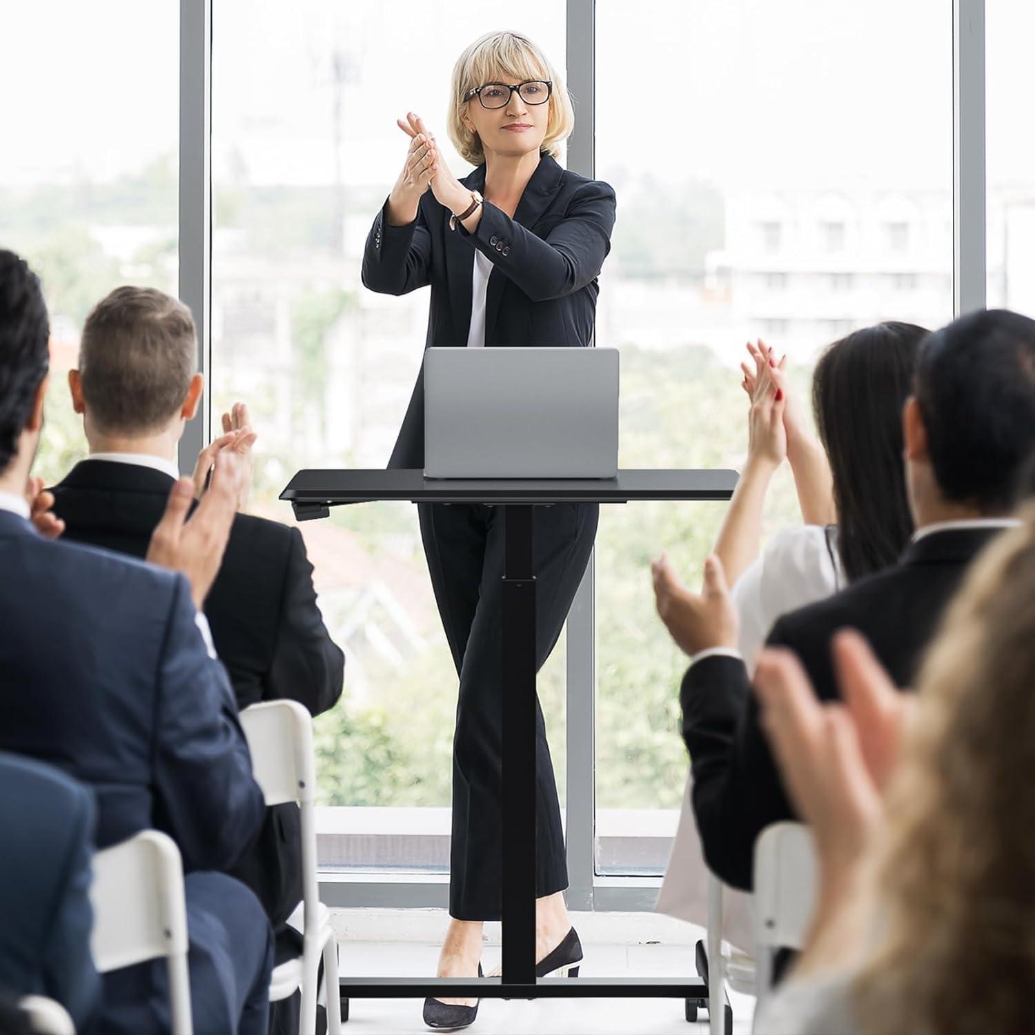 Escritorio de Pie DUMOS Ajustable Móvil 108 cm Negro