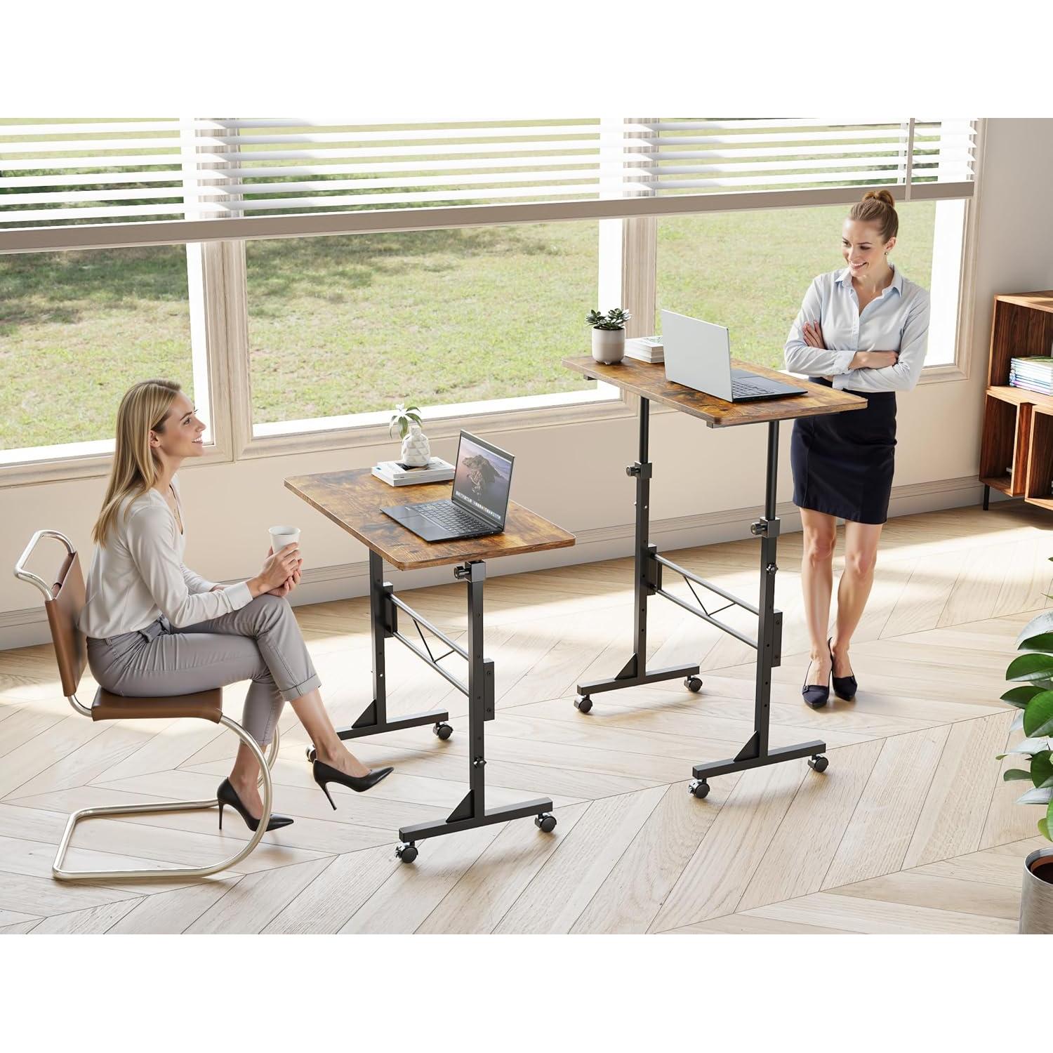 Escritorio de pie HOMIDEC ajustable 73.7-110 cm rústico