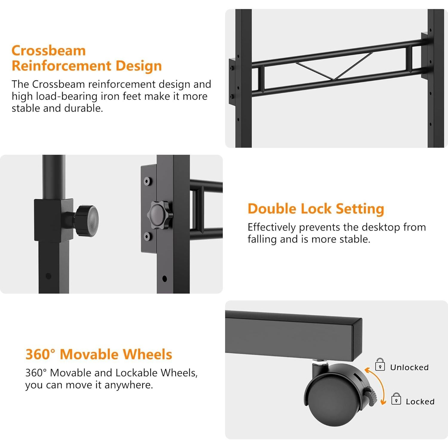 Escritorio de pie HOMIDEC ajustable 73.7-110 cm rústico