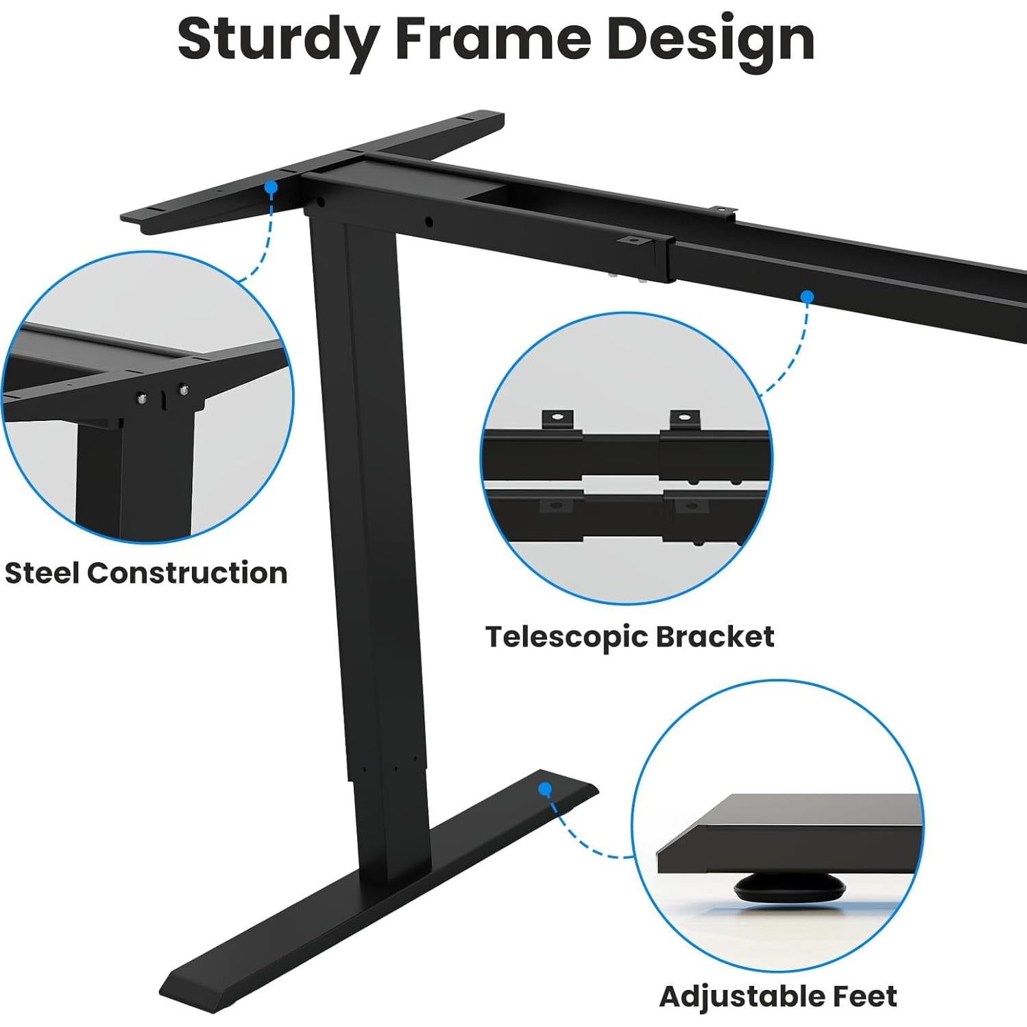 Marco de Escritorio Eléctrico Ajustable ESpefy Doble Motor Negro