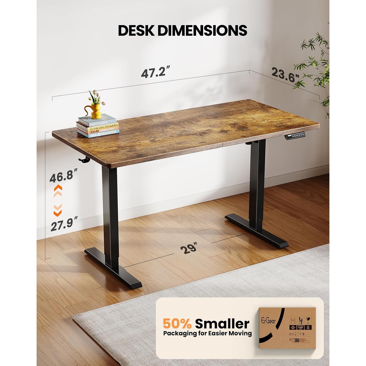 Escritorio Eléctrico Ajustable ErGear EGESD110V 121.9x60.9cm Marrón