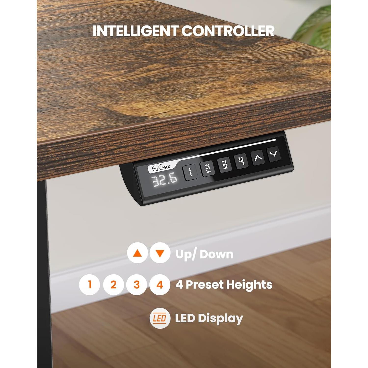 Escritorio Eléctrico Ajustable ErGear EGESD110V 121.9x60.9cm Marrón