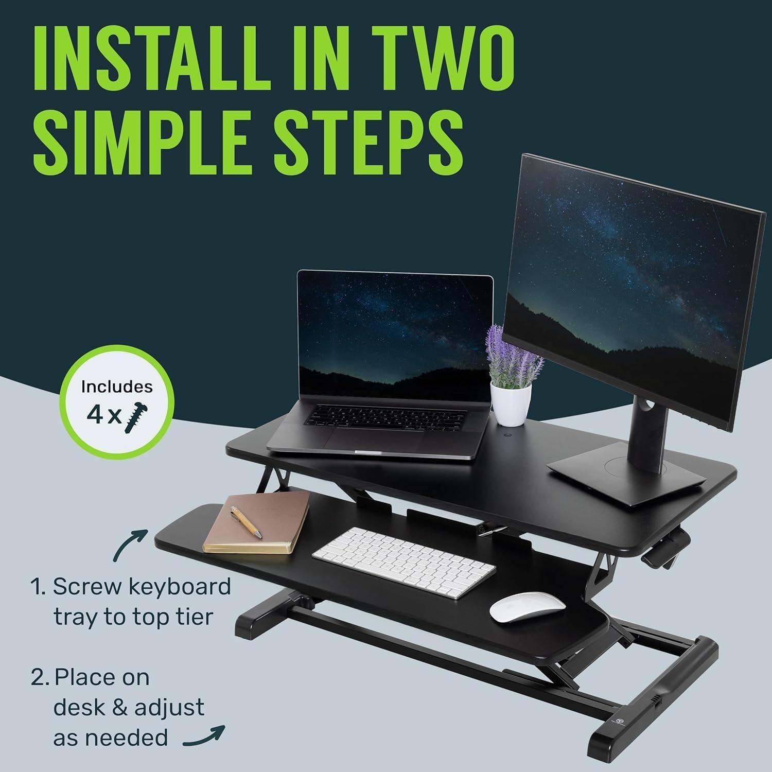 Convertidor de Escritorio TechOrbits OF-S06-2 Ajustable 94 cm Negro