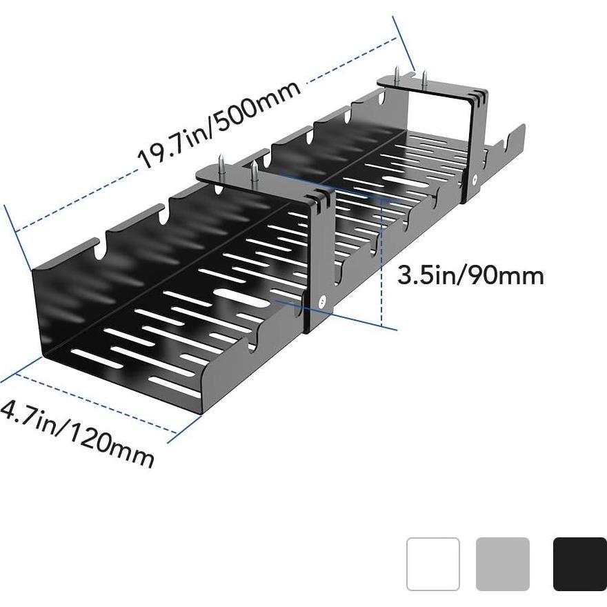 Bandeja de Gestión de Cables FLEXISPOT Negro 51.1x13.3cm