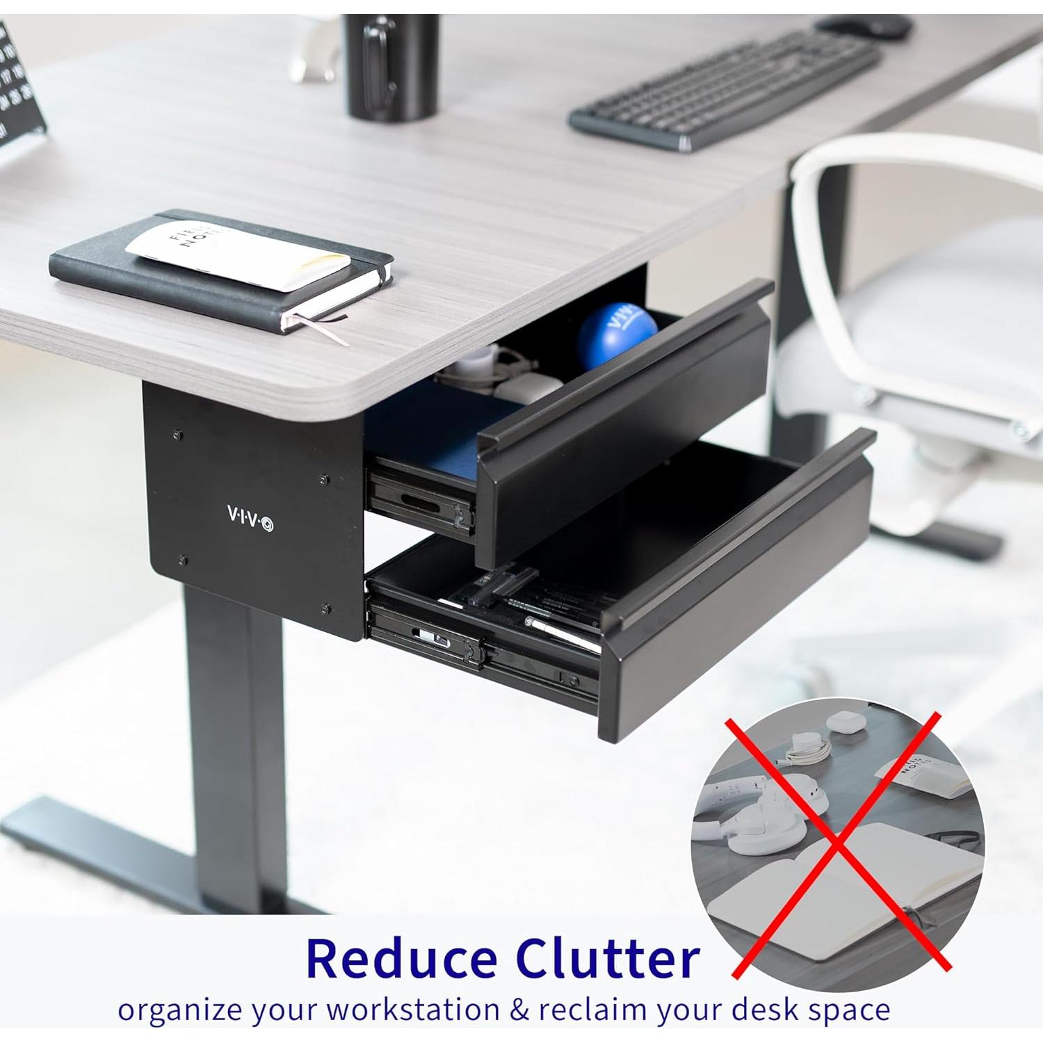 Cajón Deslizante Doble VIVO DESK-DR02 39.9x22.9x20.3cm Negro