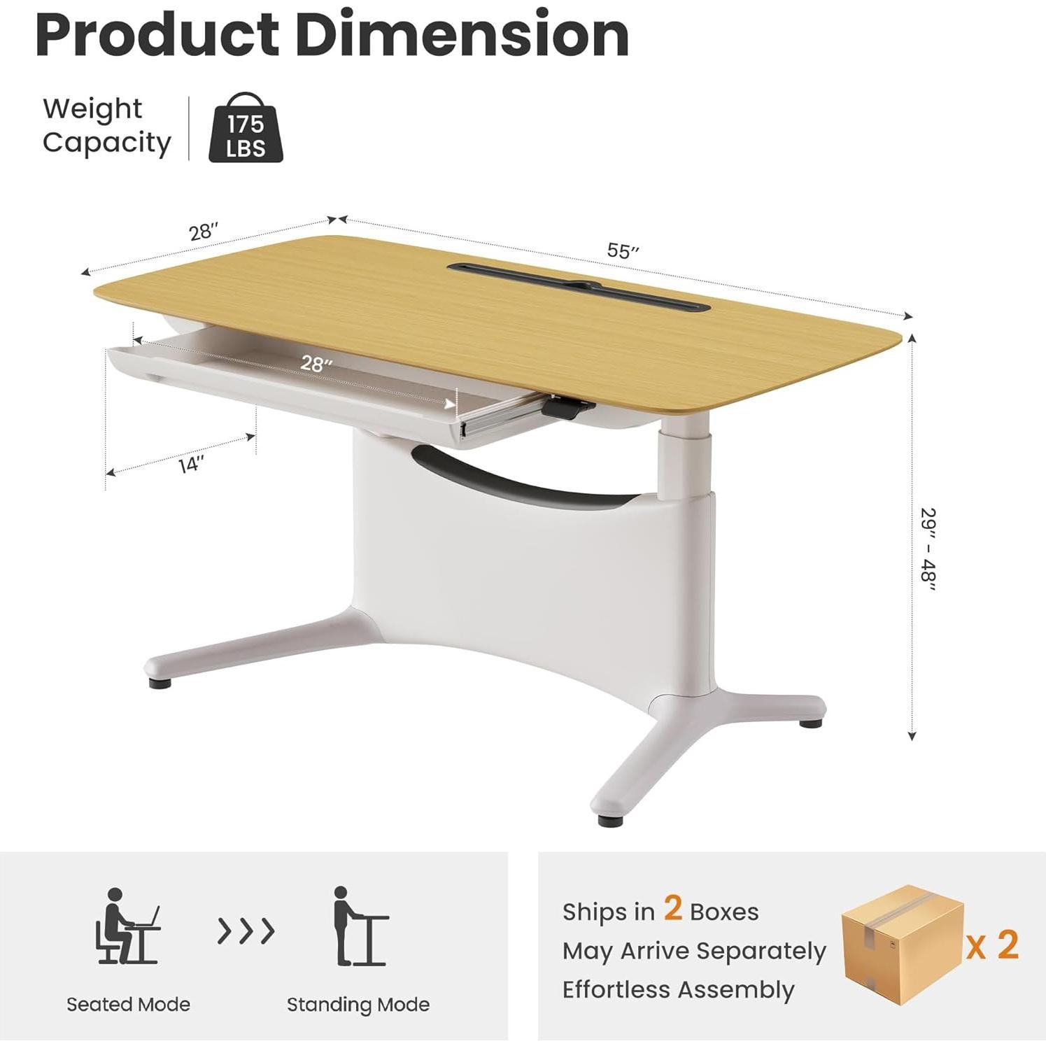Escritorio de pie eléctrico COLAMY TX-ED01, ajustable 121.9 cm