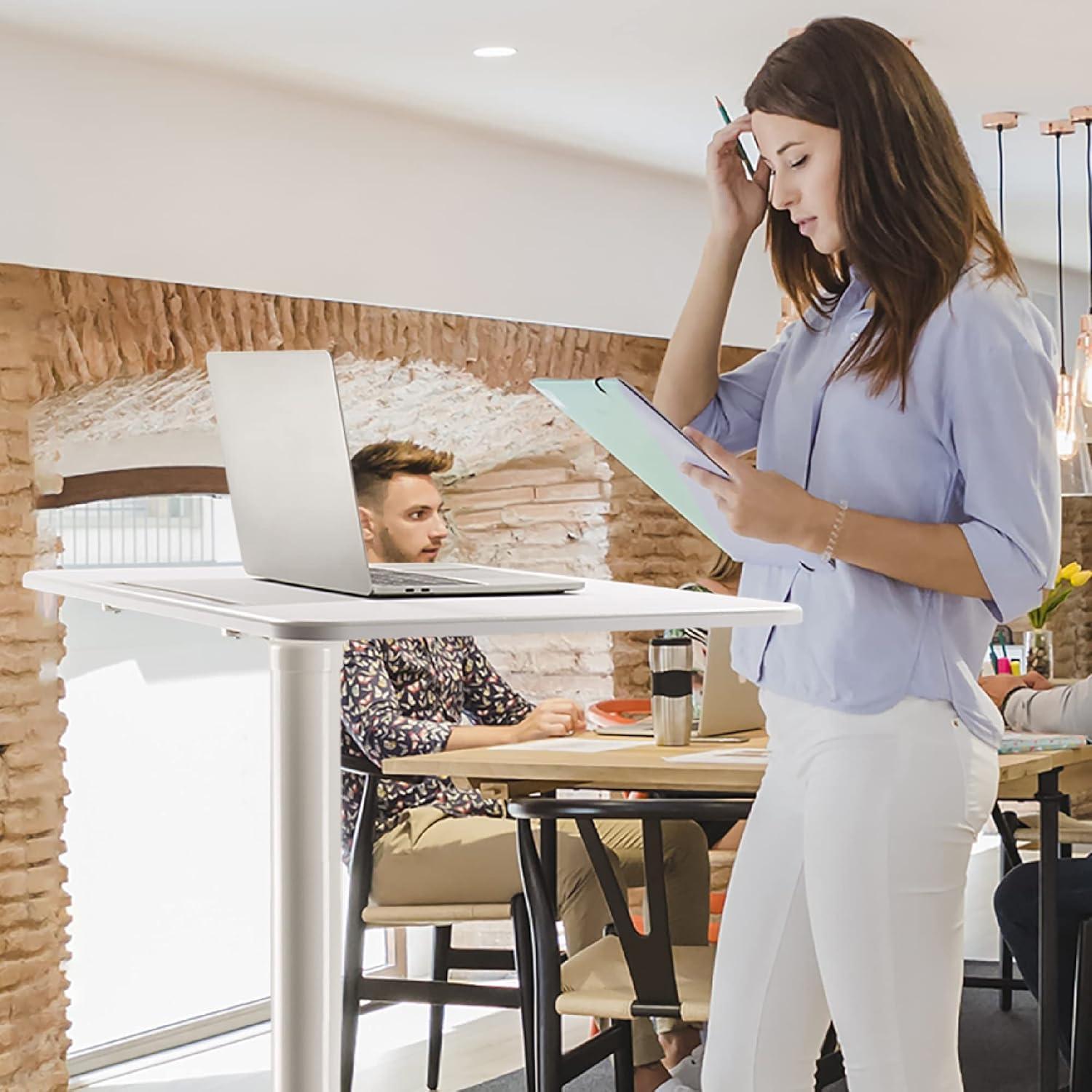 Carro de Escritorio de Pie AVLT Ajustable 1.12m Blanco