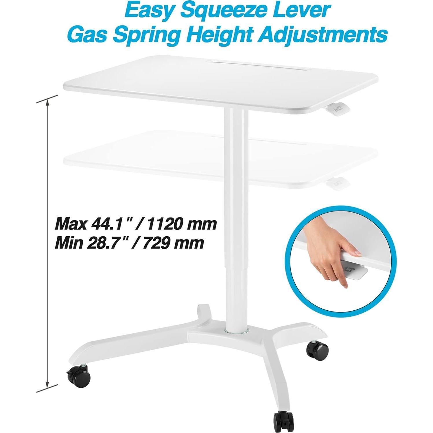Carro de Escritorio de Pie AVLT Ajustable 1.12m Blanco