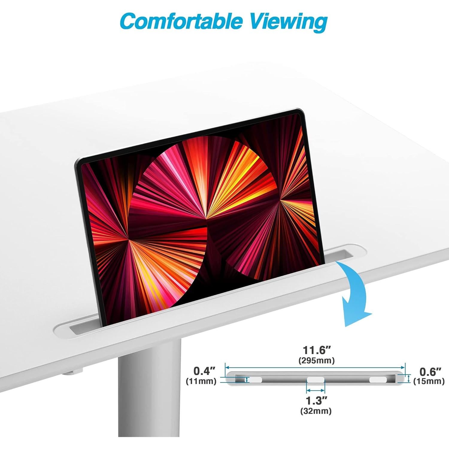 Carro de Escritorio de Pie AVLT Ajustable 1.12m Blanco