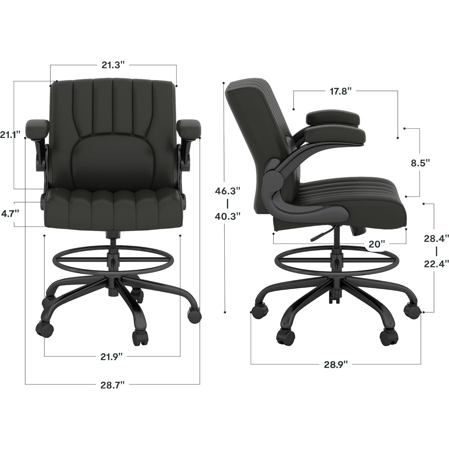 Silla de Oficina FLEXISPOT Negra con Reposapiés Ajustable