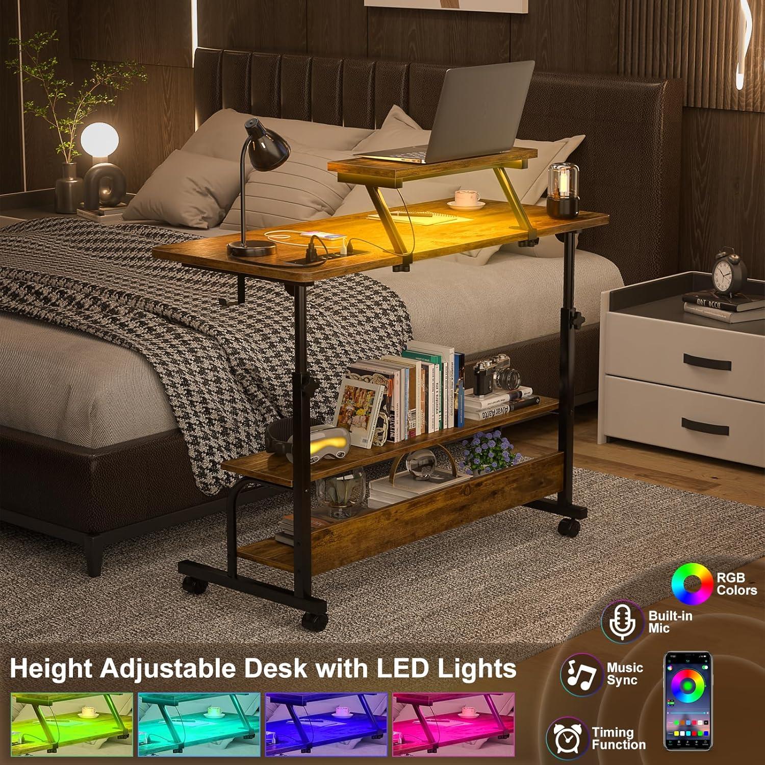 Escritorio de pie ajustable Besiost SJZJZT-39R con luces LED