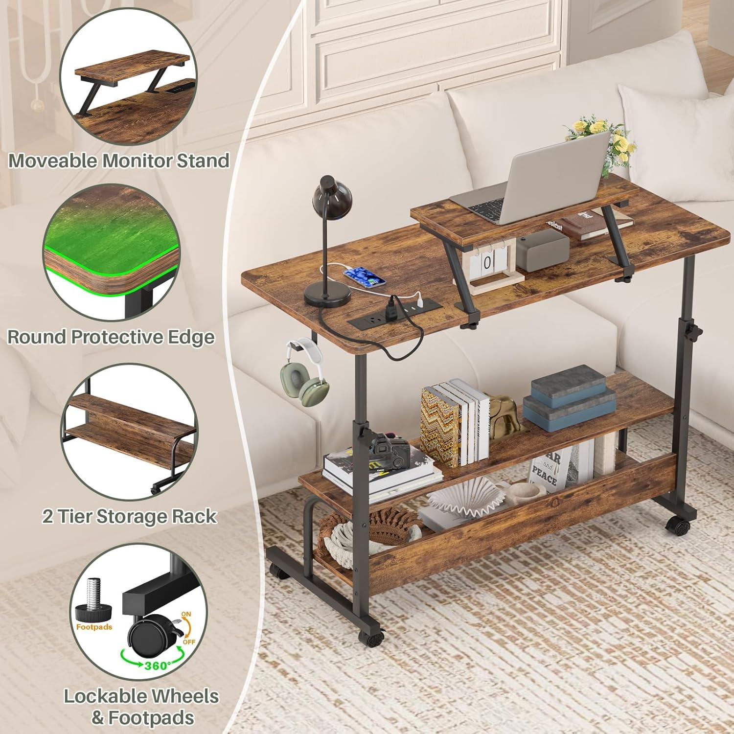 Escritorio de pie ajustable Besiost SJZJZT-39R con luces LED