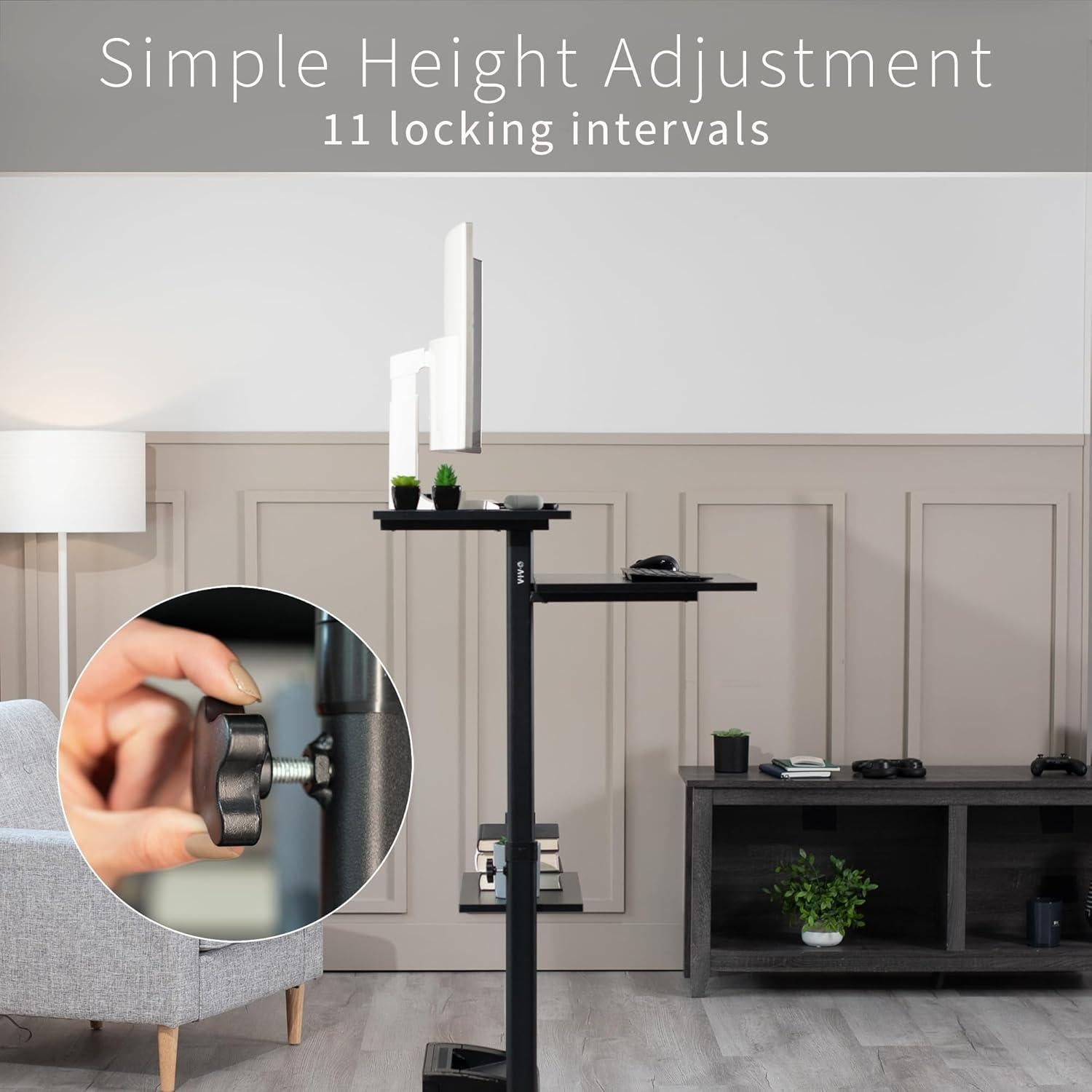 Escritorio de Pie Ajustable VIVO CART-V02DB Negro 69.85x71.12cm