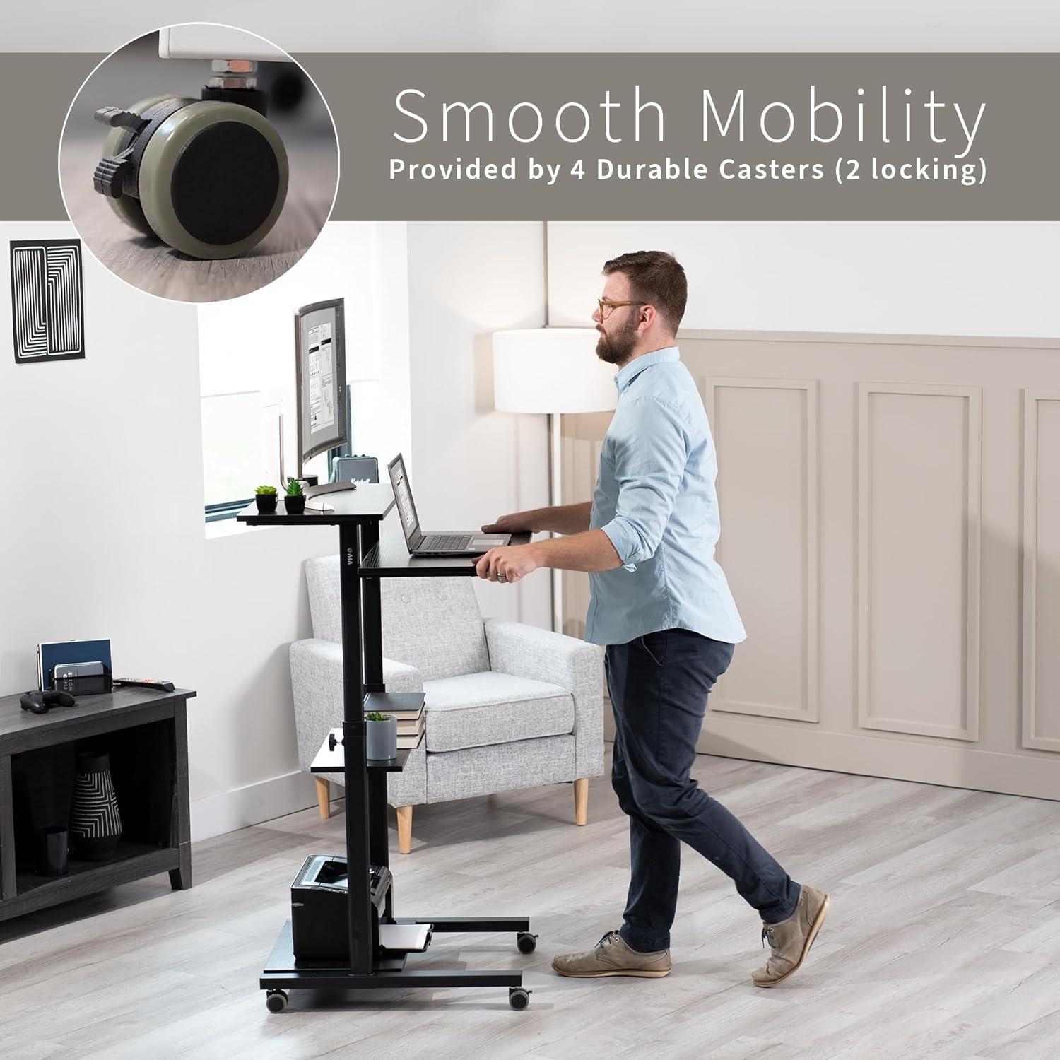 Escritorio de Pie Ajustable VIVO CART-V02DB Negro 69.85x71.12cm