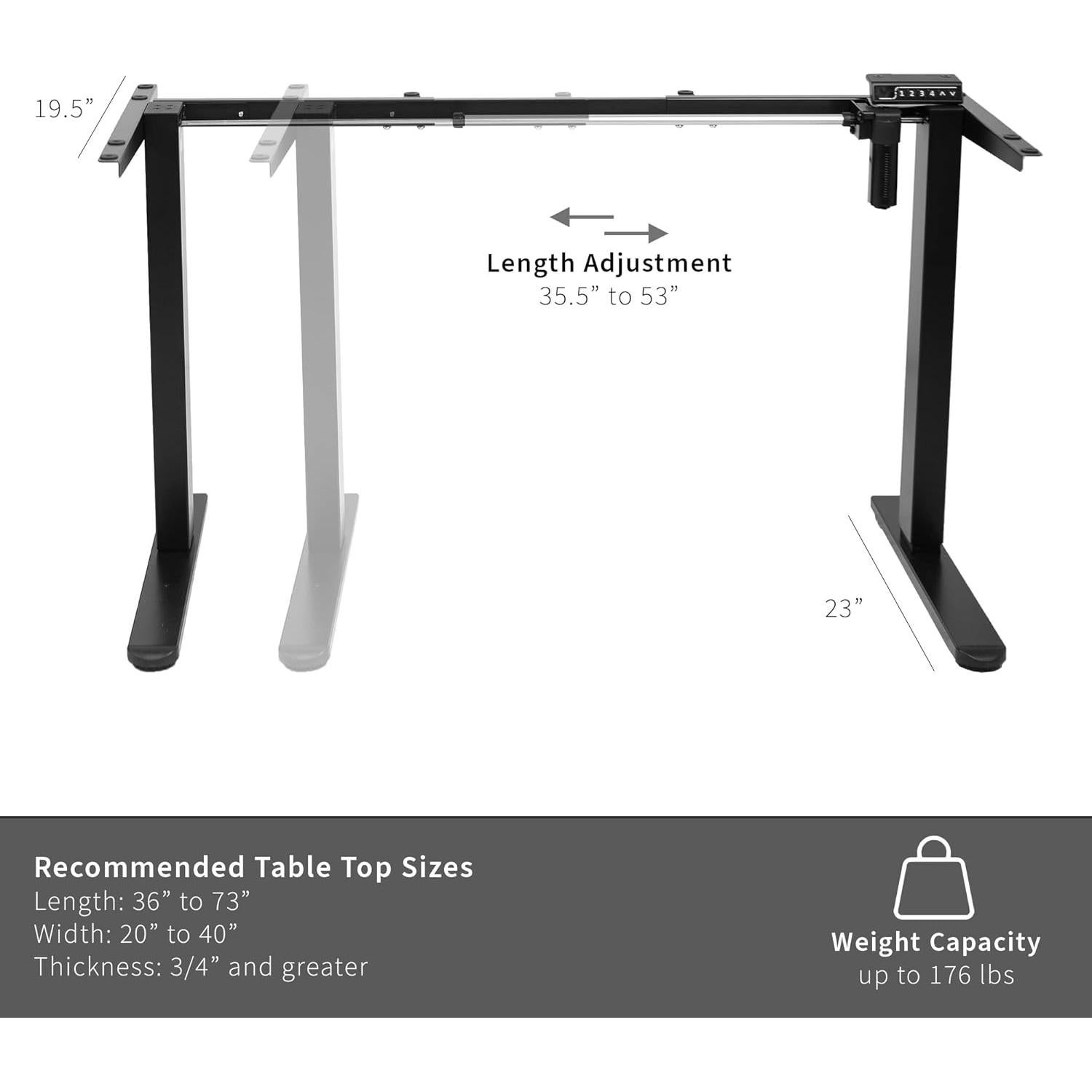 Marco de Escritorio Eléctrico VIVO DESK-100E-RB Ajustable 70.1-116.3 cm