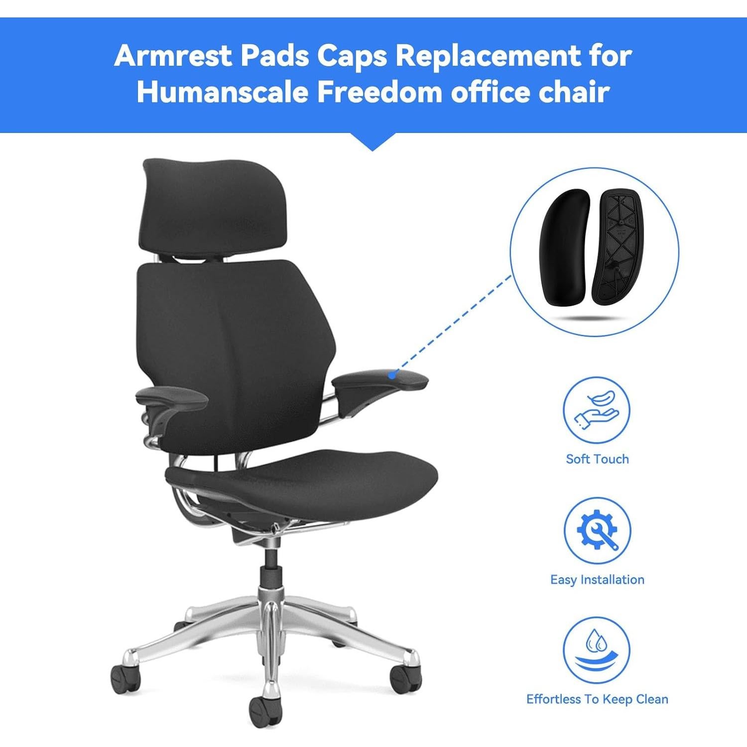 Almohadillas de Reemplazo para Silla de Oficina Humanscale Freedom - Negro - 1 Par