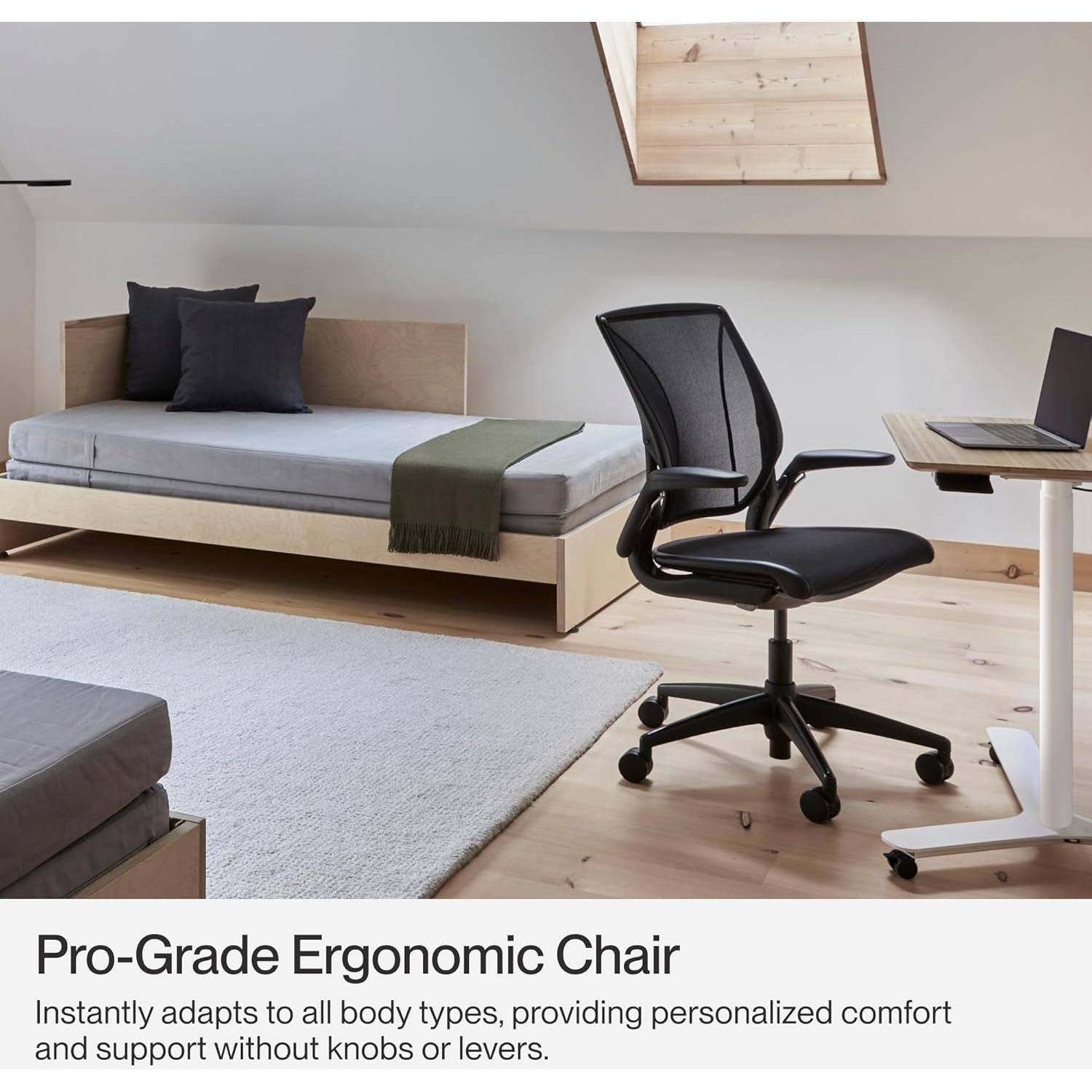 Silla de Oficina Ergonómica Humanscale WLT1BR10R10, Malla Negra