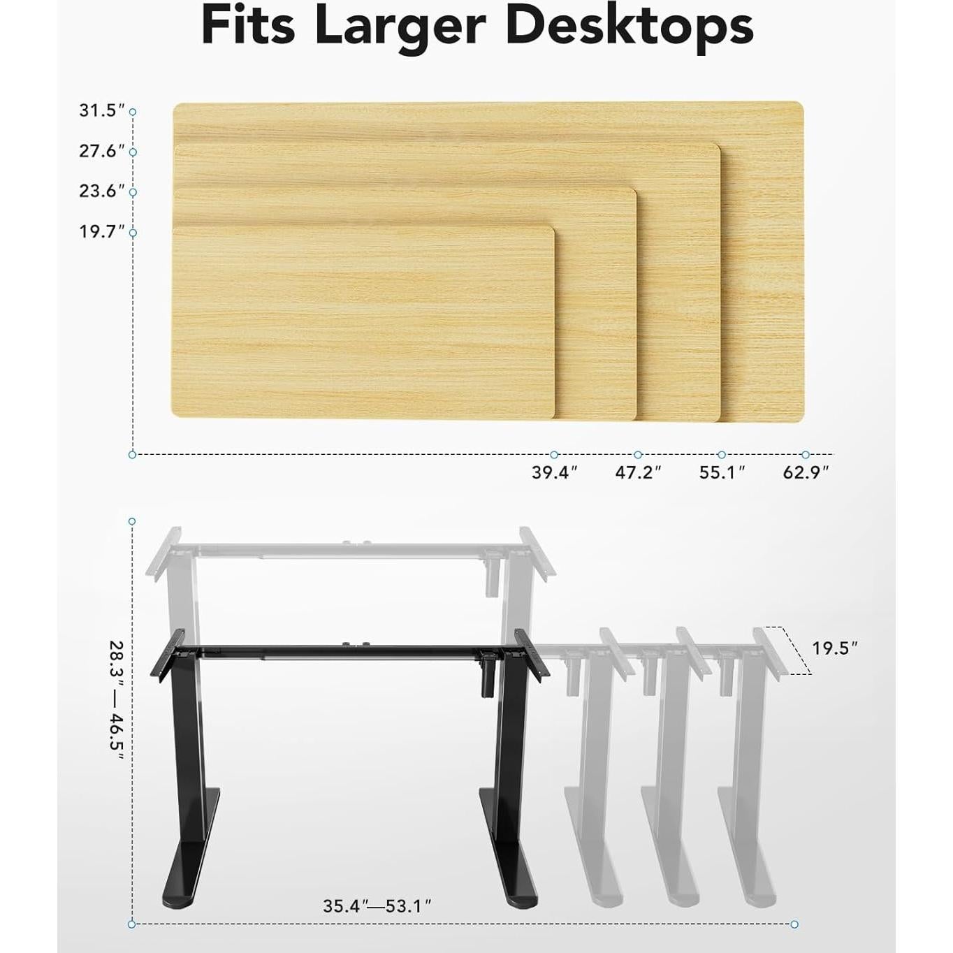 Estructura de Escritorio Elevable Marsail, Ajustable 72-118 cm