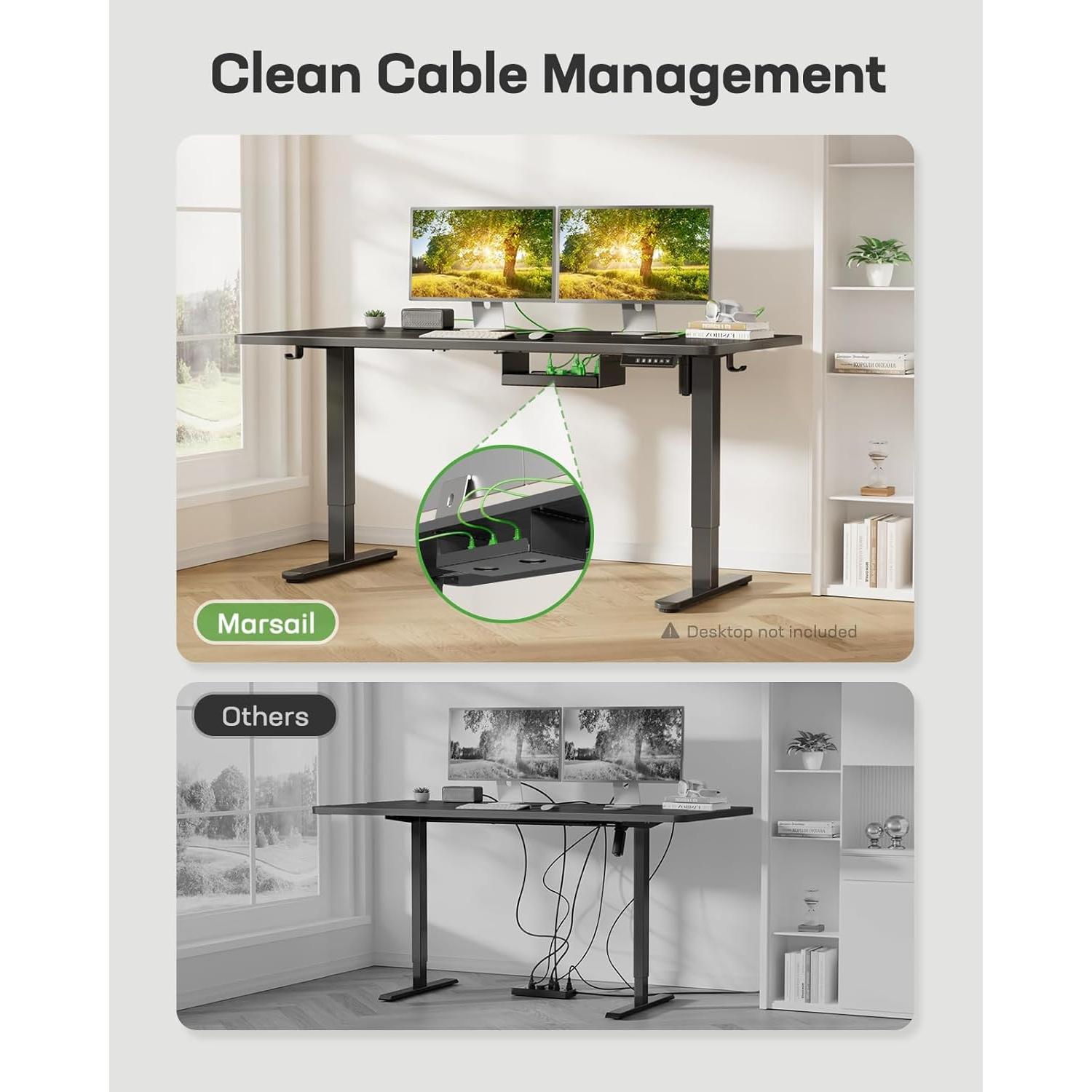 Estructura de Escritorio Elevable Marsail, Ajustable 72-118 cm