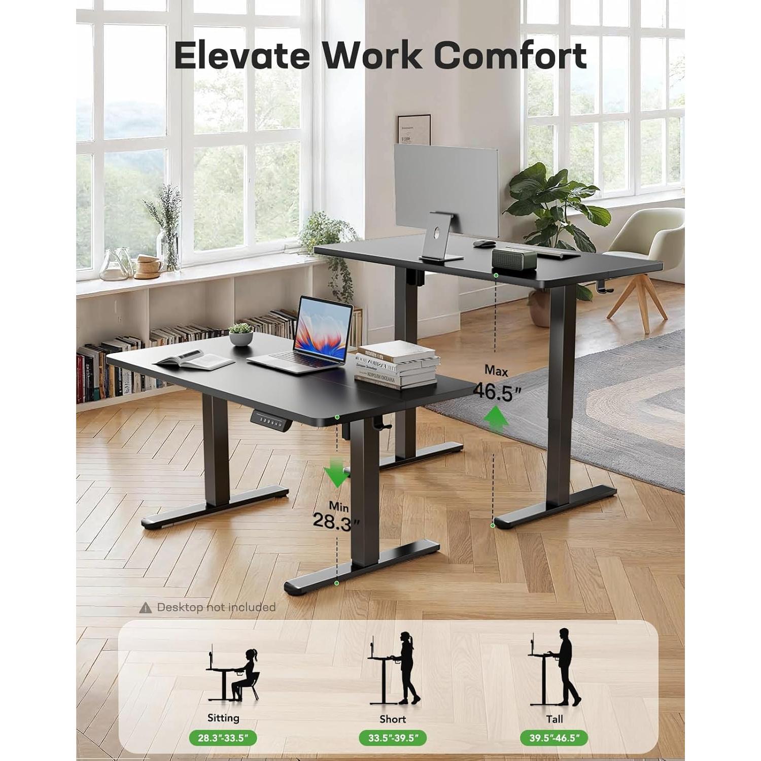 Estructura de Escritorio Elevable Marsail, Ajustable 72-118 cm
